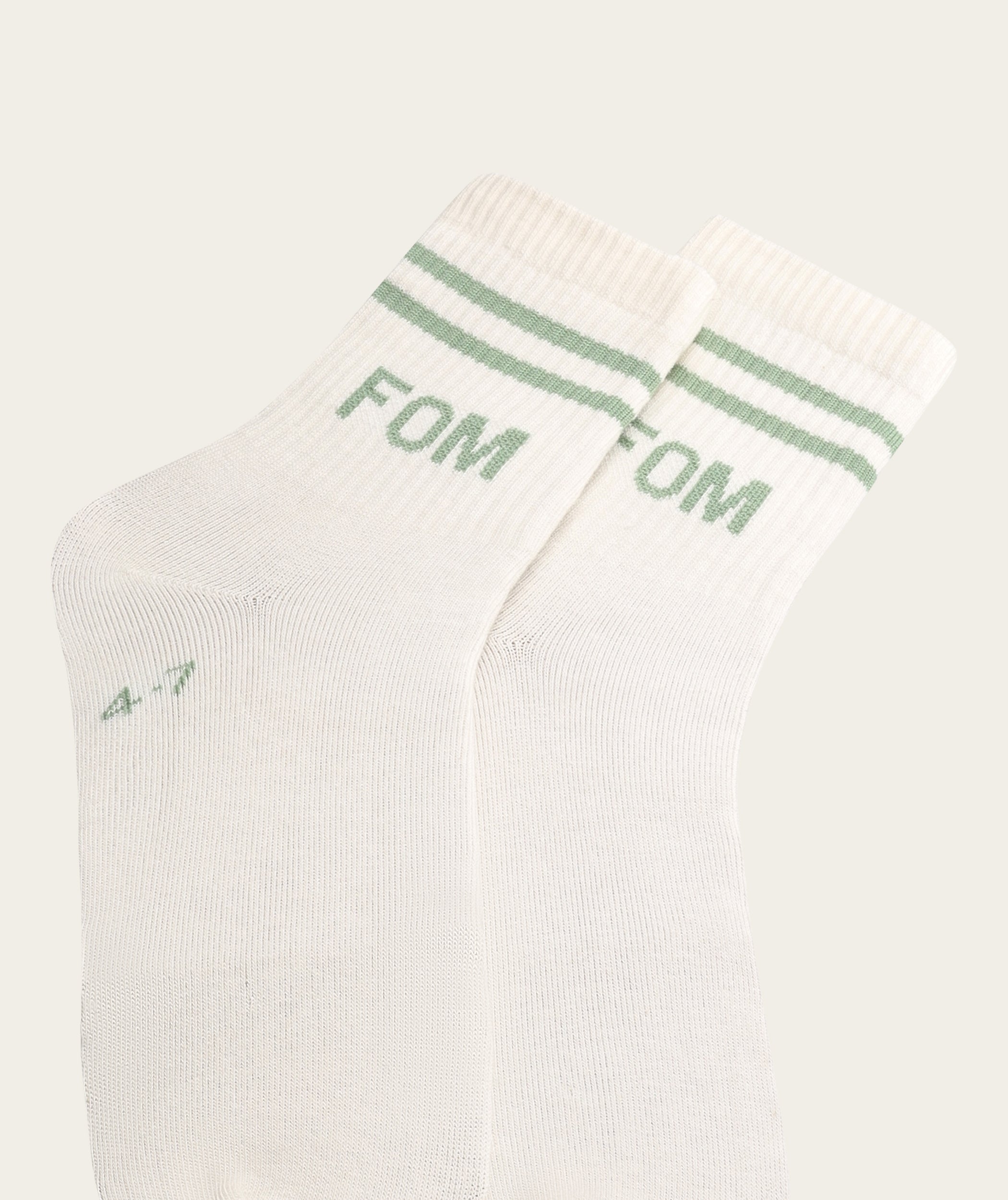 Socks Active Twin Pack - Avocado & Off-White Stripes (Size 4-7)