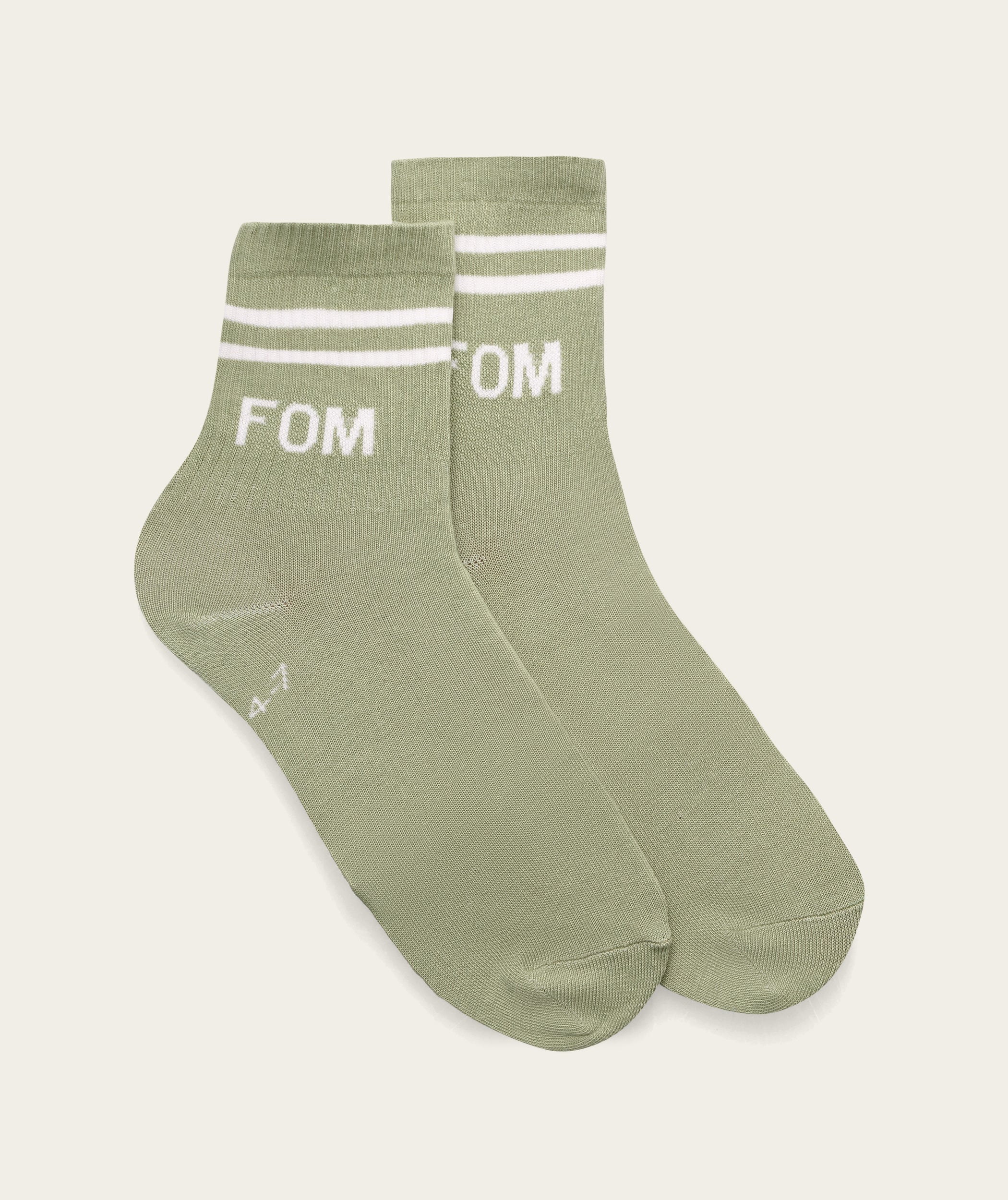 Socks Active Twin Pack - Avocado & Off-White Stripes (Size 4-7)