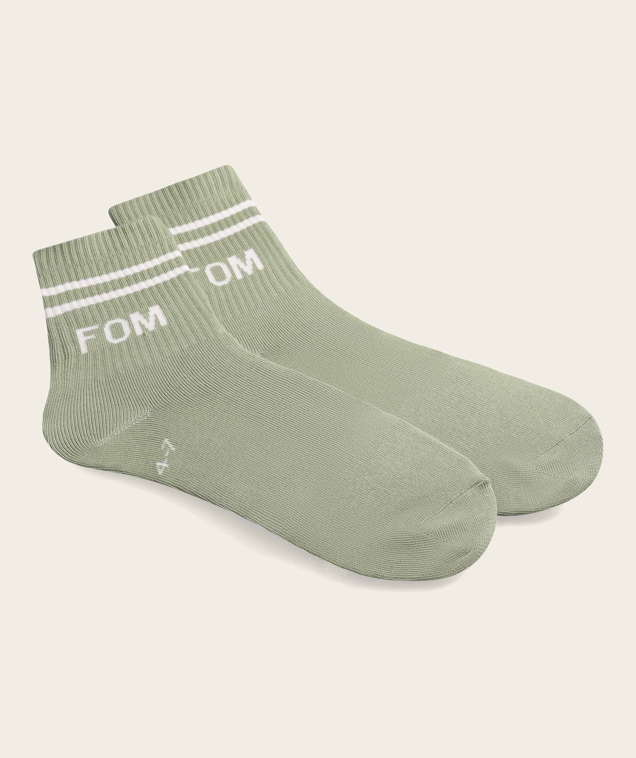 Socks Active Twin Pack - Avocado & Off-White Stripes (Size 4-7)