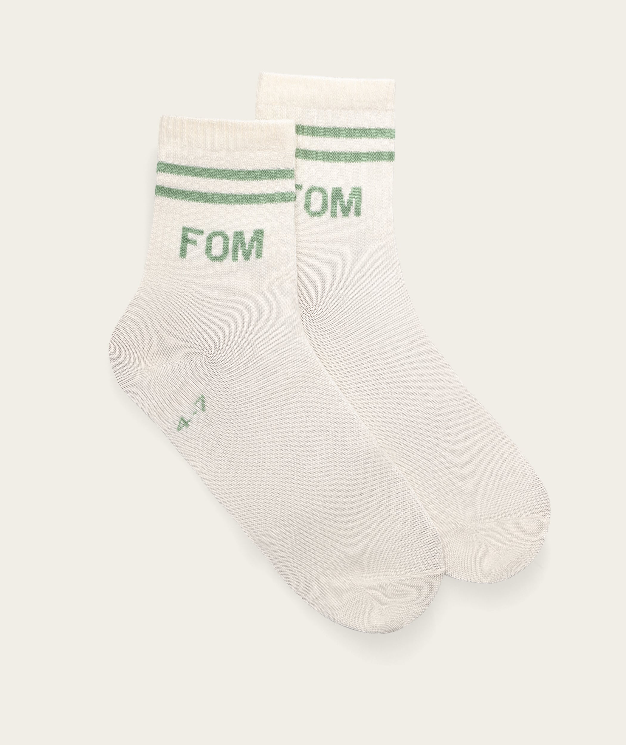 Socks Active Twin Pack - Avocado & Off-White Stripes (Size 4-7)