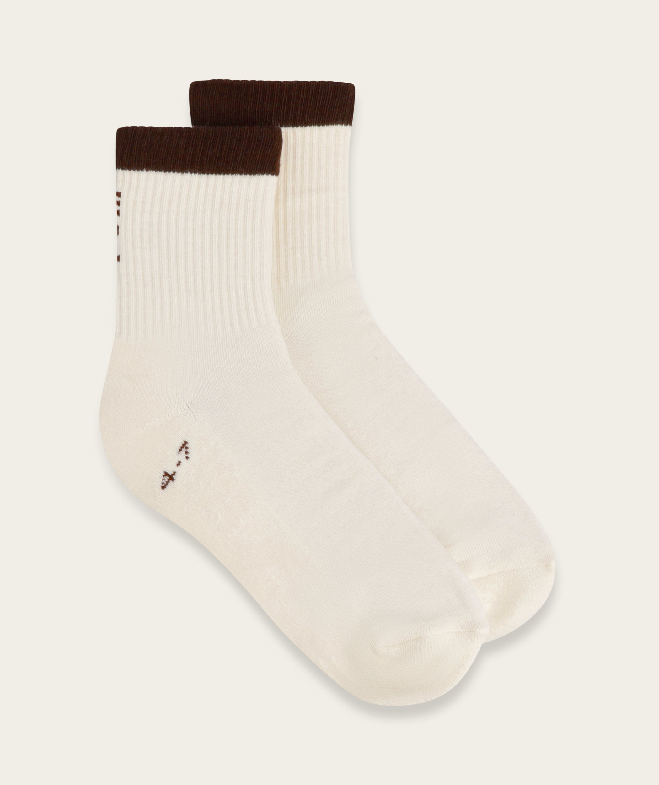 Socks Active - Off-White/ Choc (Size 4-7)