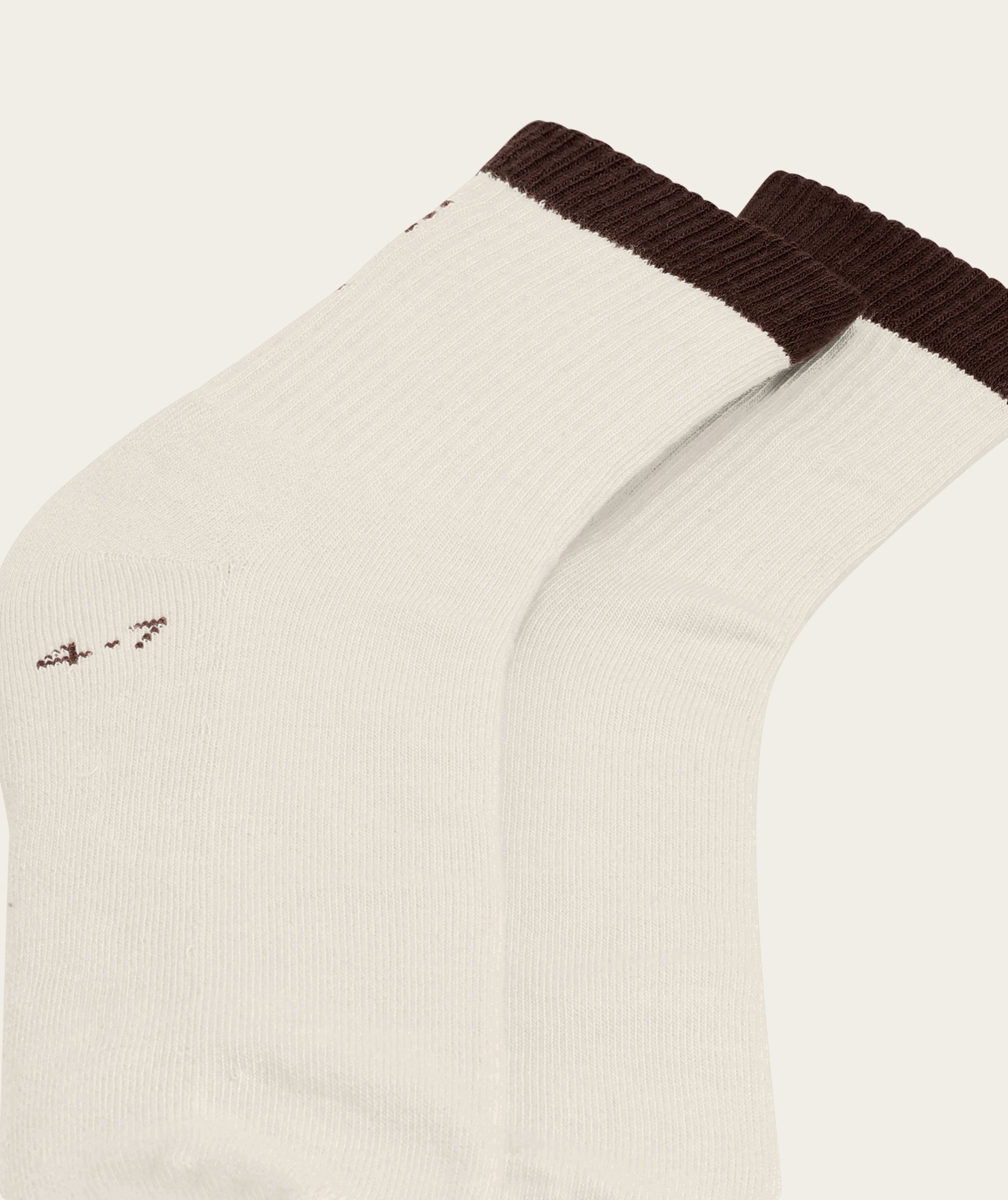 Socks Active - Off-White/ Choc (Size 4-7)