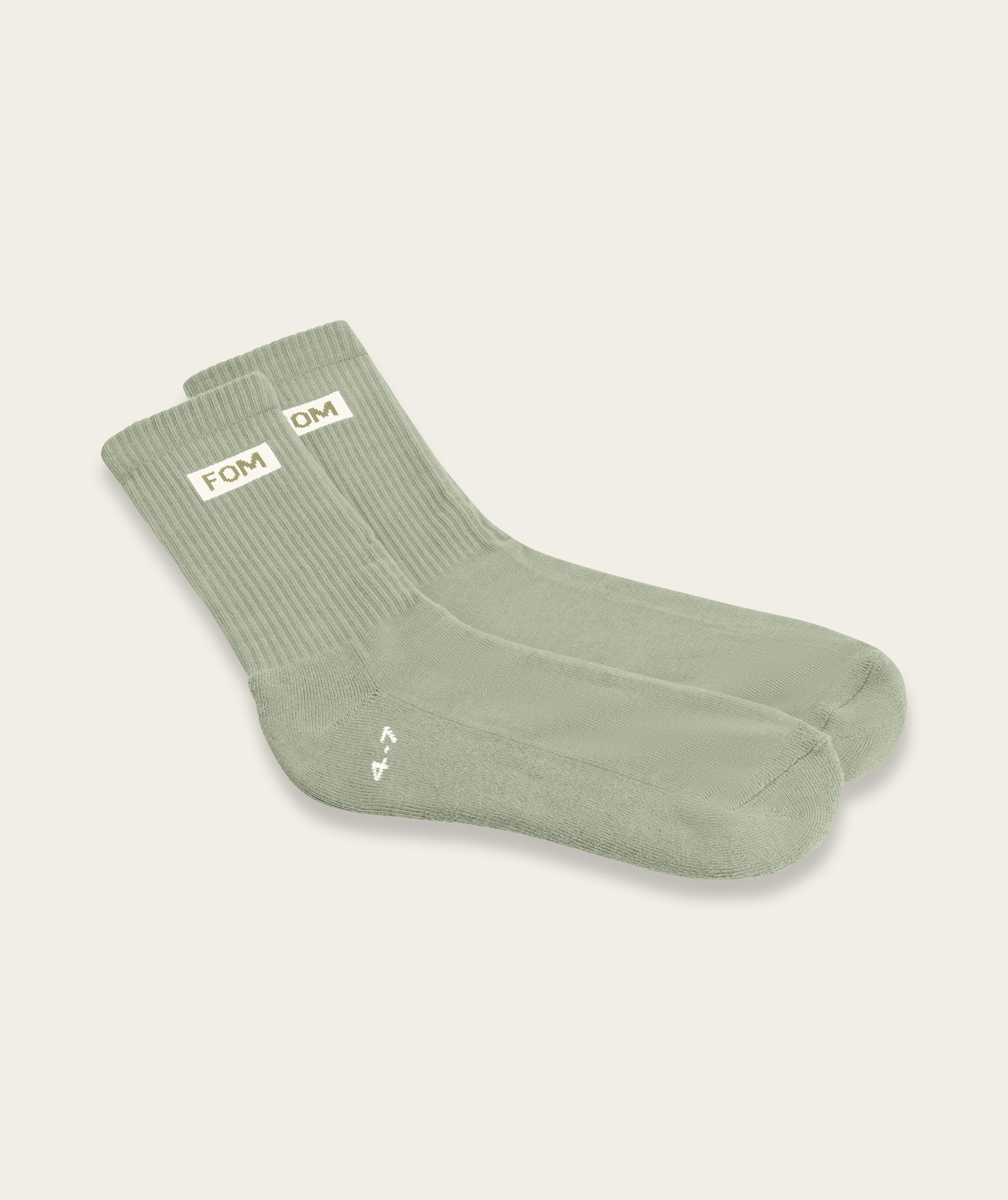 Socks Crew - Light Sage/ Off-White (Size 4-7)
