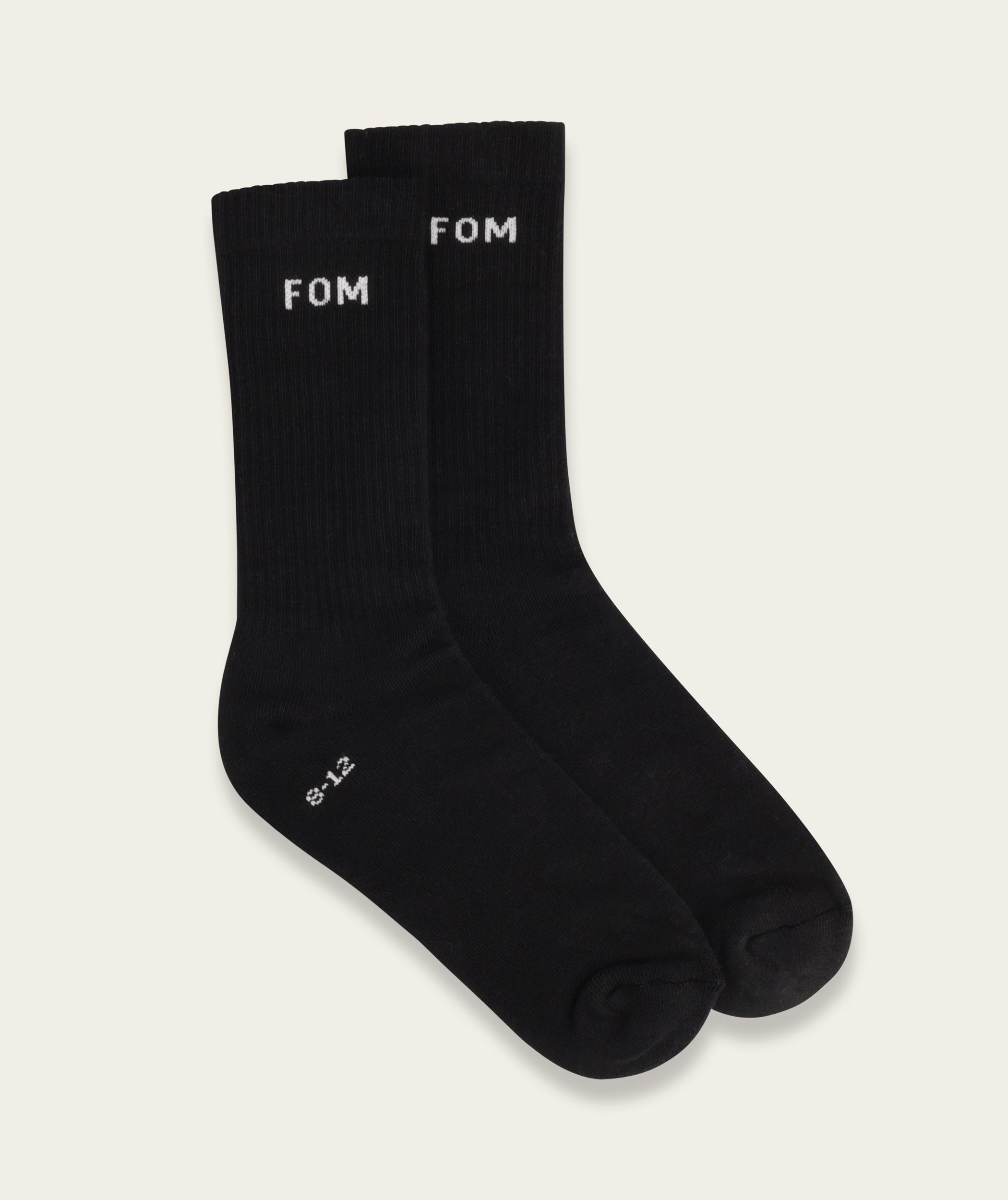 FOM Socks Crew Twin Pack - Off-White & Charcoal (Size 8-12)