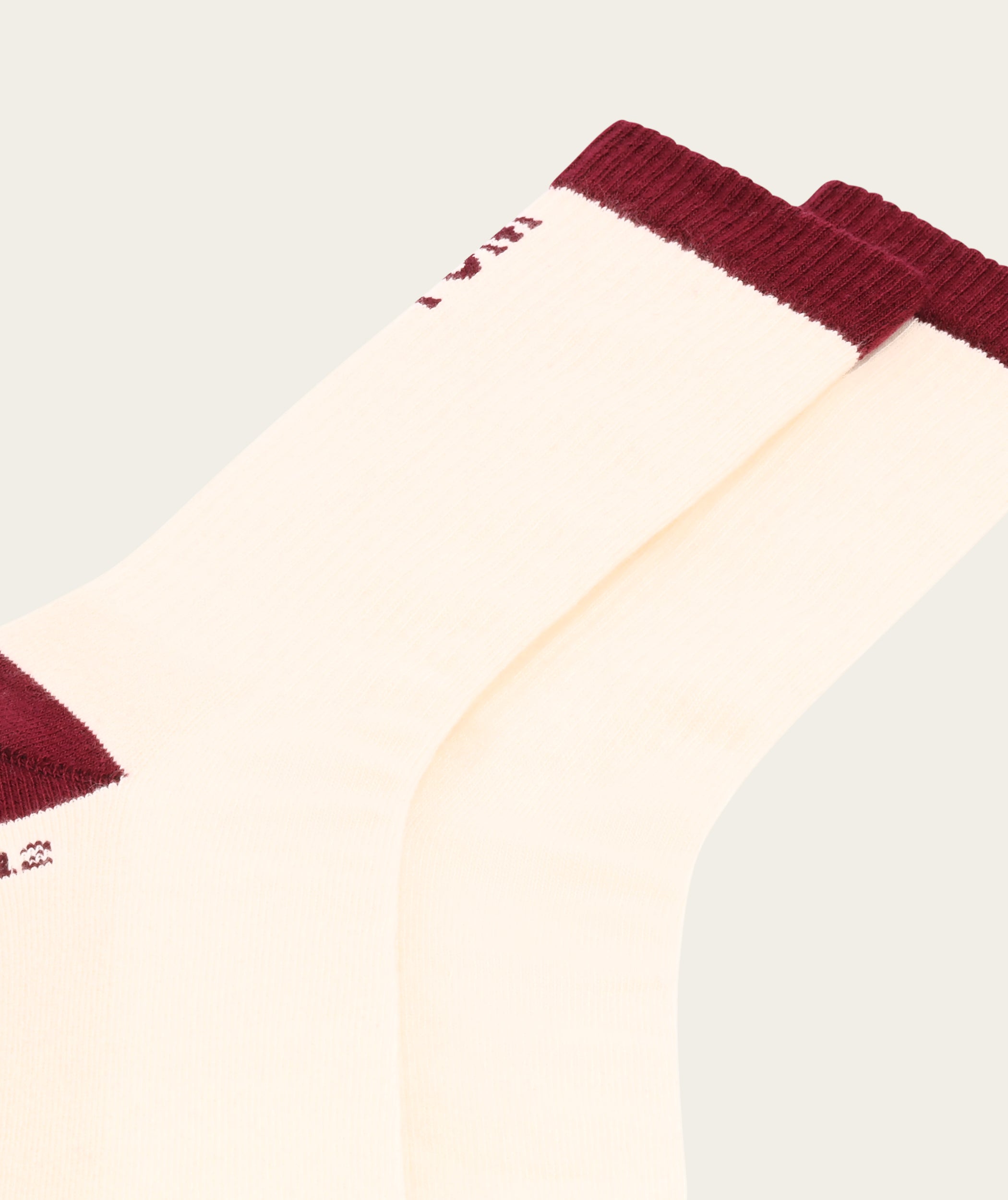 Socks Crew Twin Pack - Off-White Navy + Burgundy (Size 8-12)