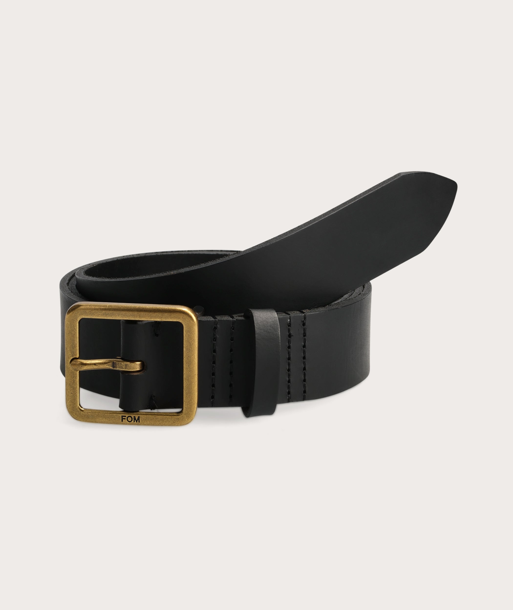 Mens Belt - Black/ Brass Buckle