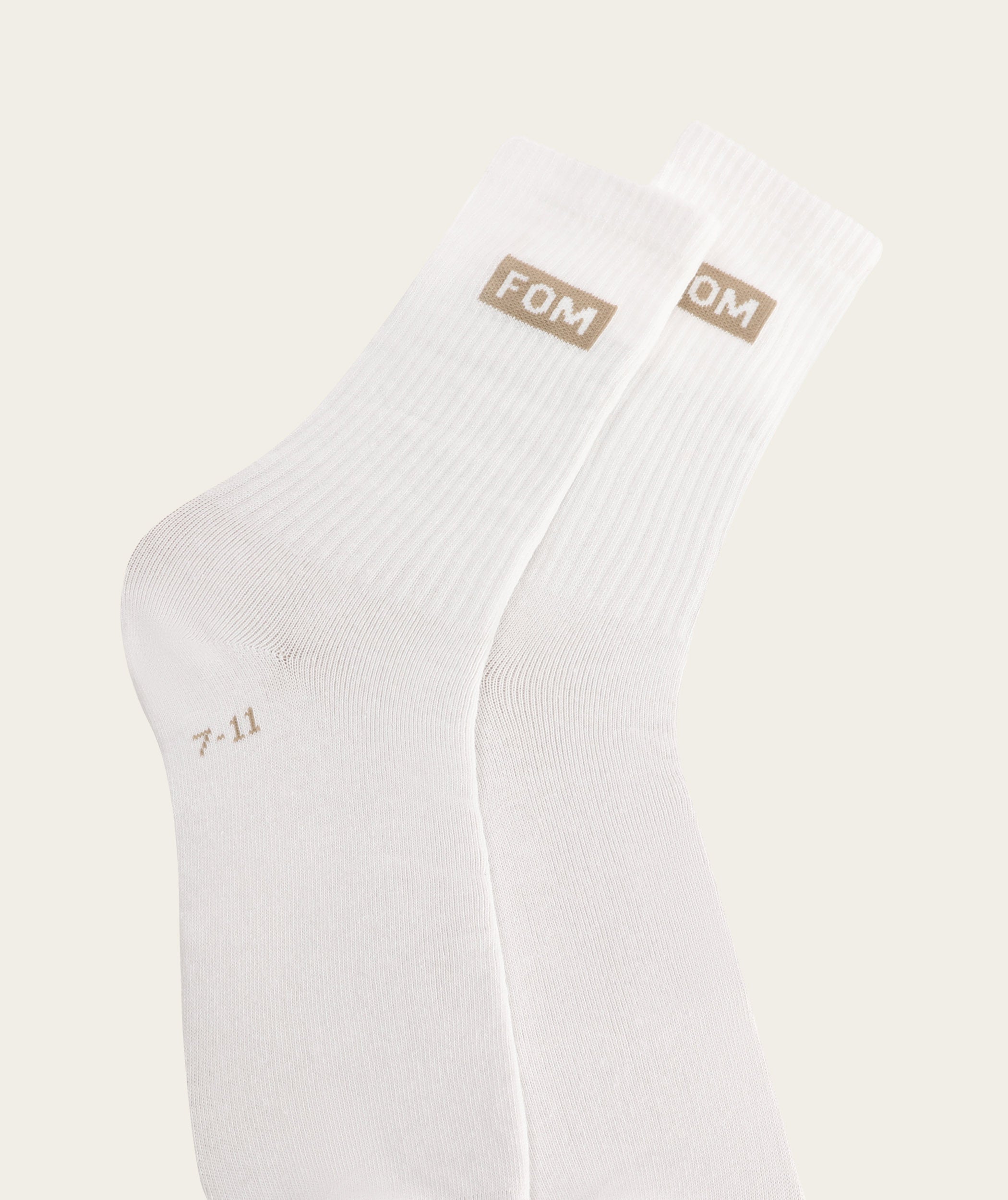 Socks Crew Twin Pack - White/ Forest Green & Dark Sand FOM (Size 7-11)
