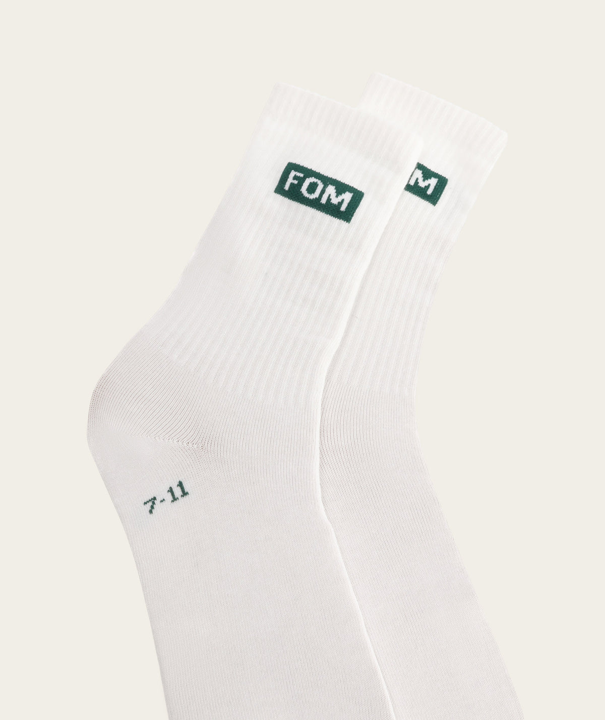 Socks Crew Twin Pack - White/ Forest Green & Dark Sand FOM (Size 7-11)