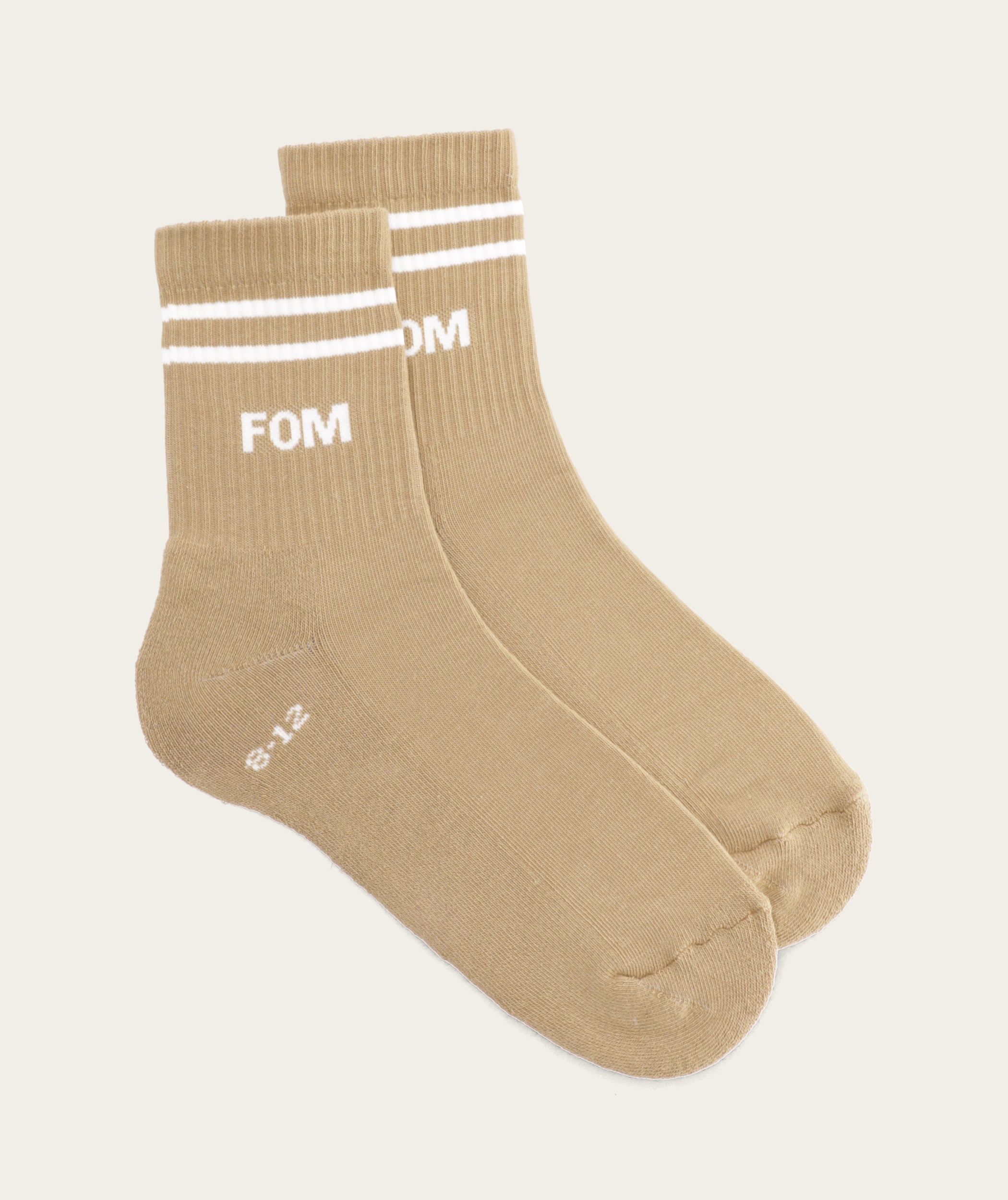 Socks Active - Stone/ Off White Stripes (Size 8-12)