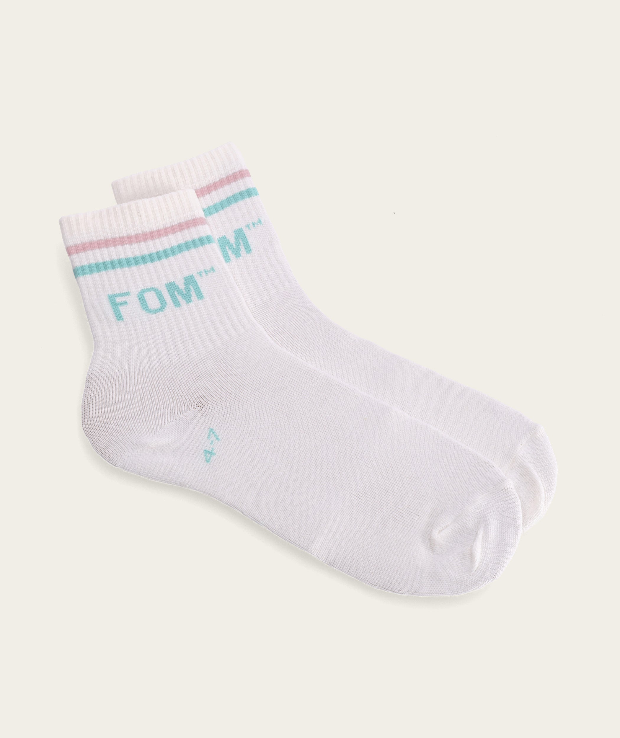 Socks FOM Active - Off-White/ Blush & Mint Stripes (Size 4-7)