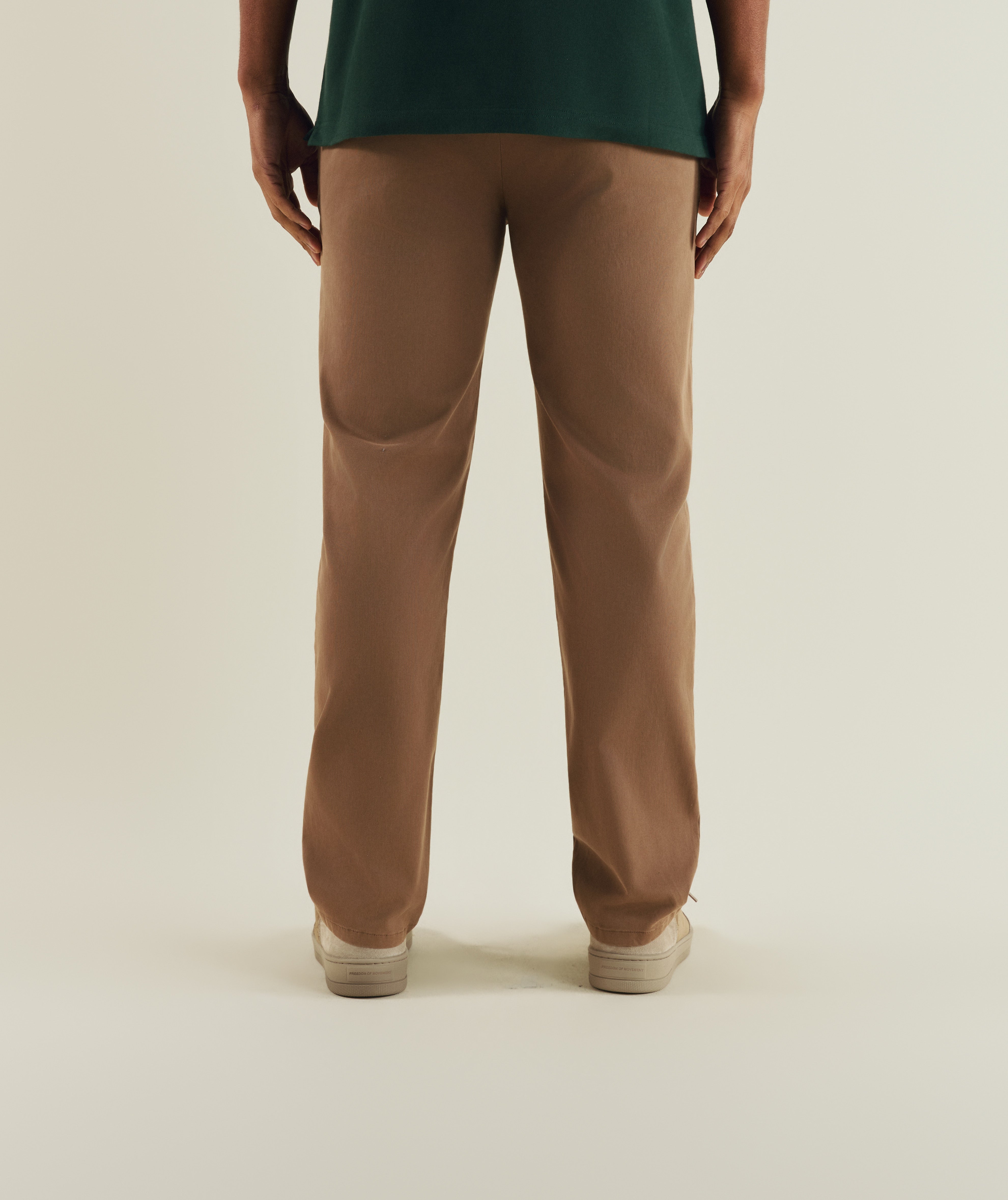 FOM cotton twill chino pants in coffee, on-model view