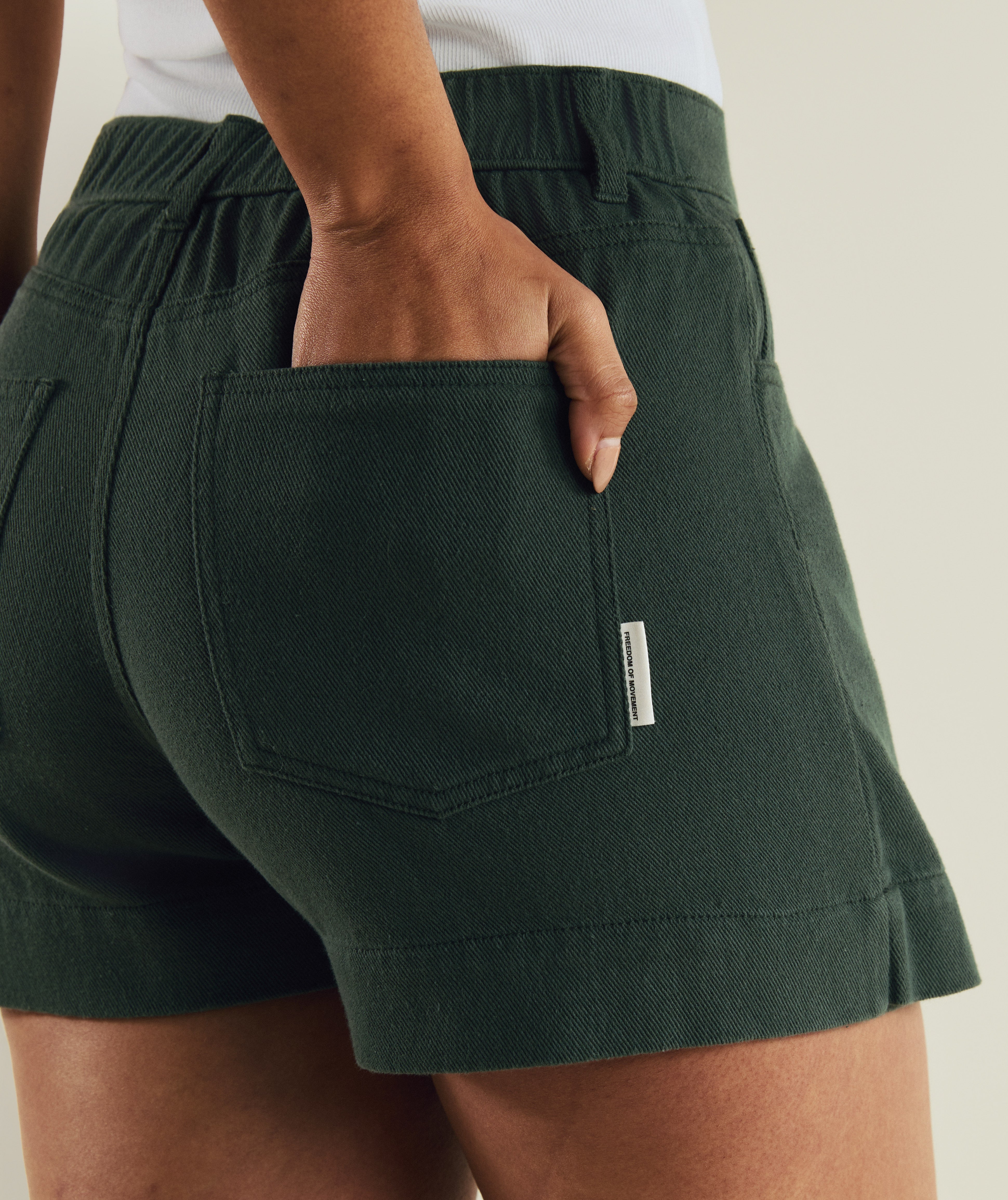 FOM ladies skort in dark green, on-model view