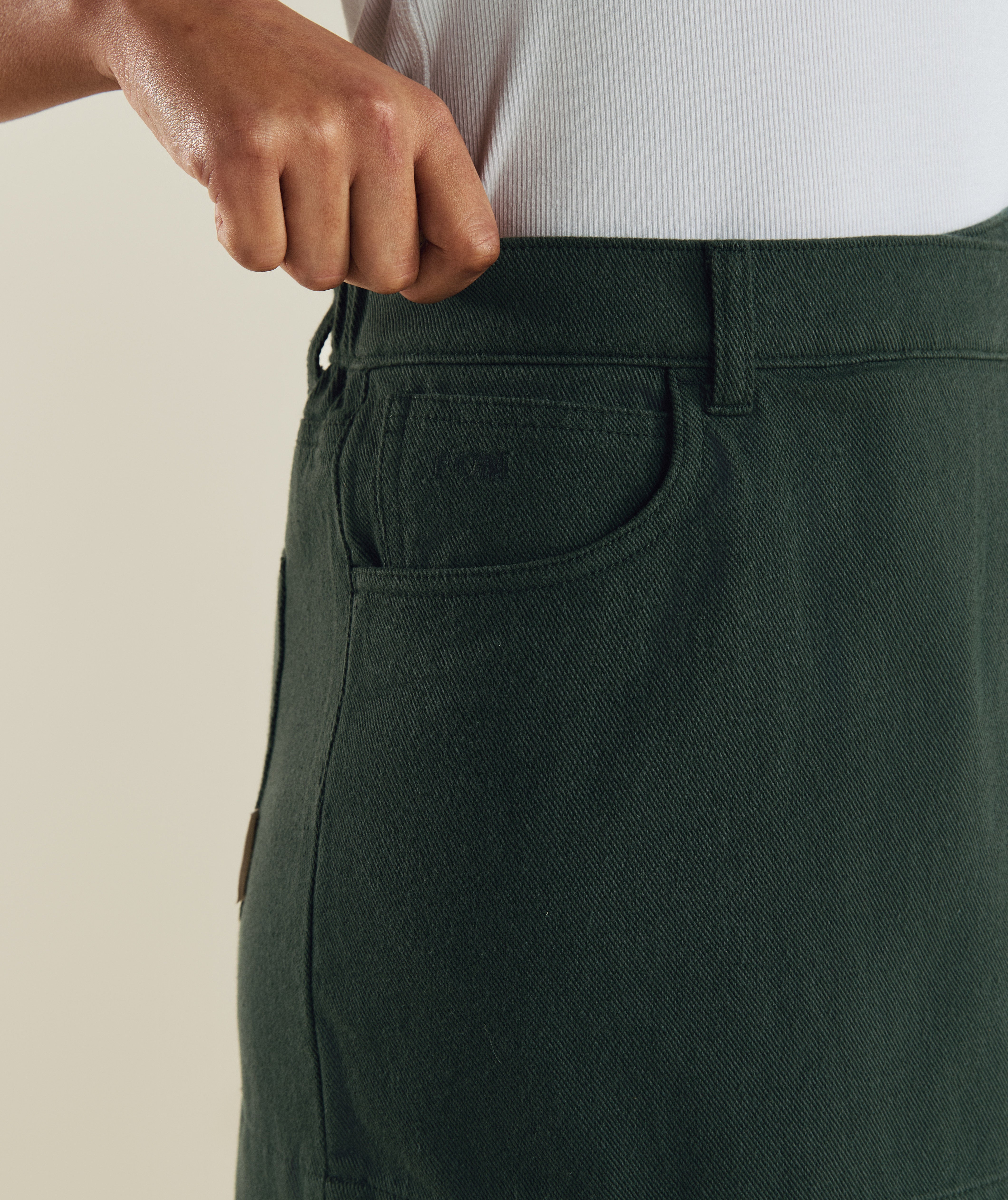 FOM ladies skort in dark green, on-model view
