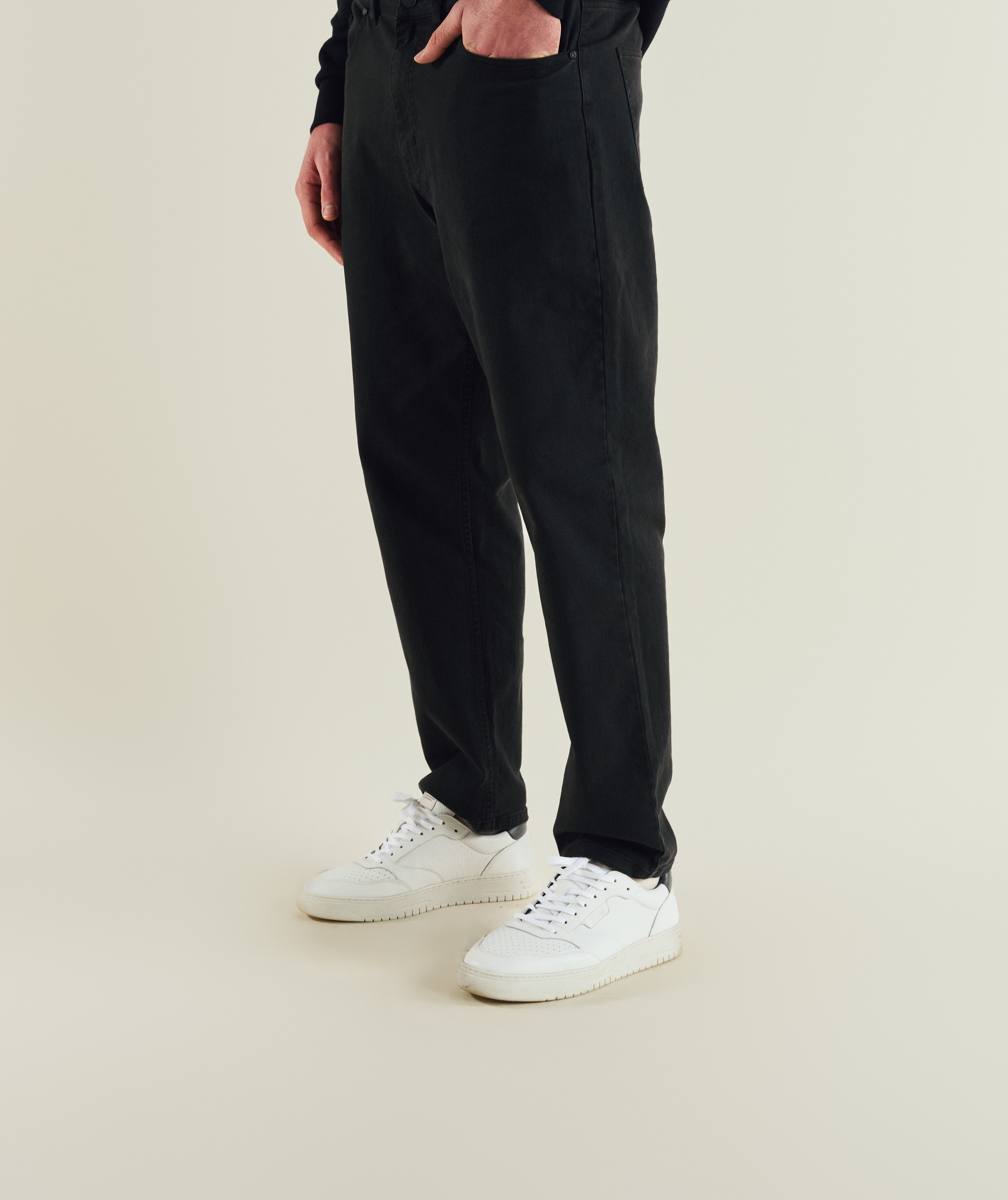 FOM x Kolisi denim pants in black, on-model view