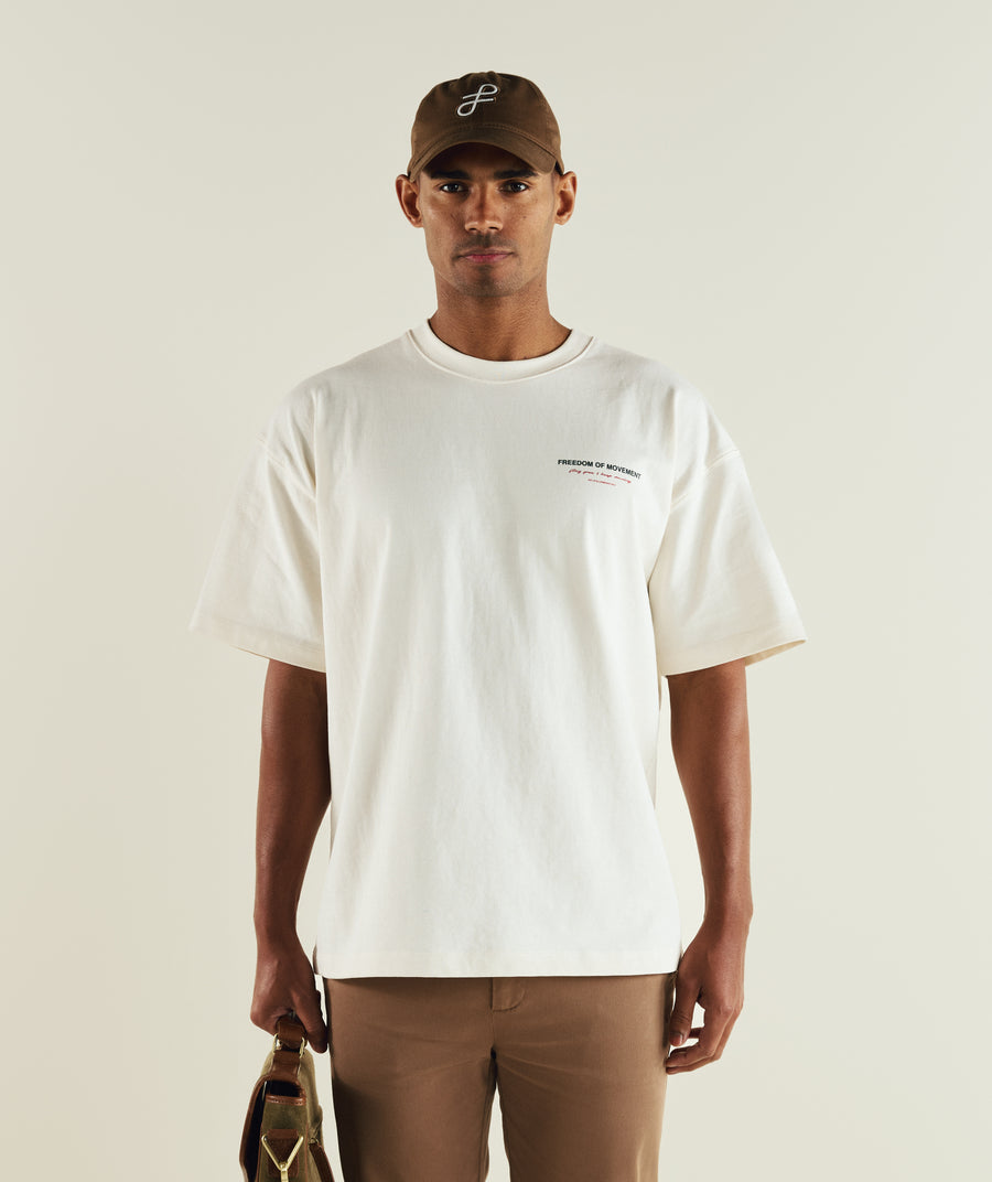 Mens Relaxed Typography Tee - Ivory