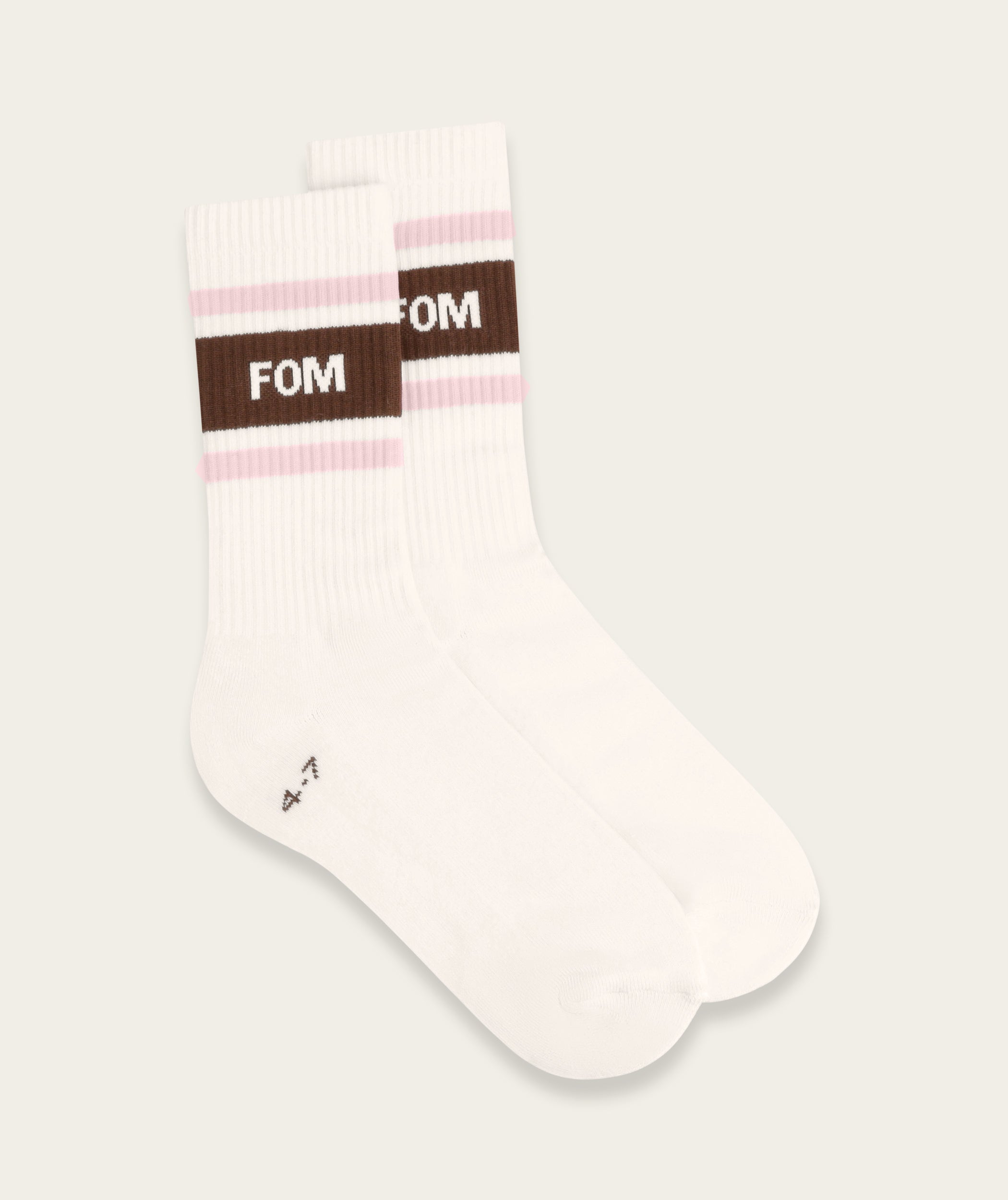 Socks Crew Twin Pack - Choc FOM + Off-White/ Choc & Pink (Size 4-7)