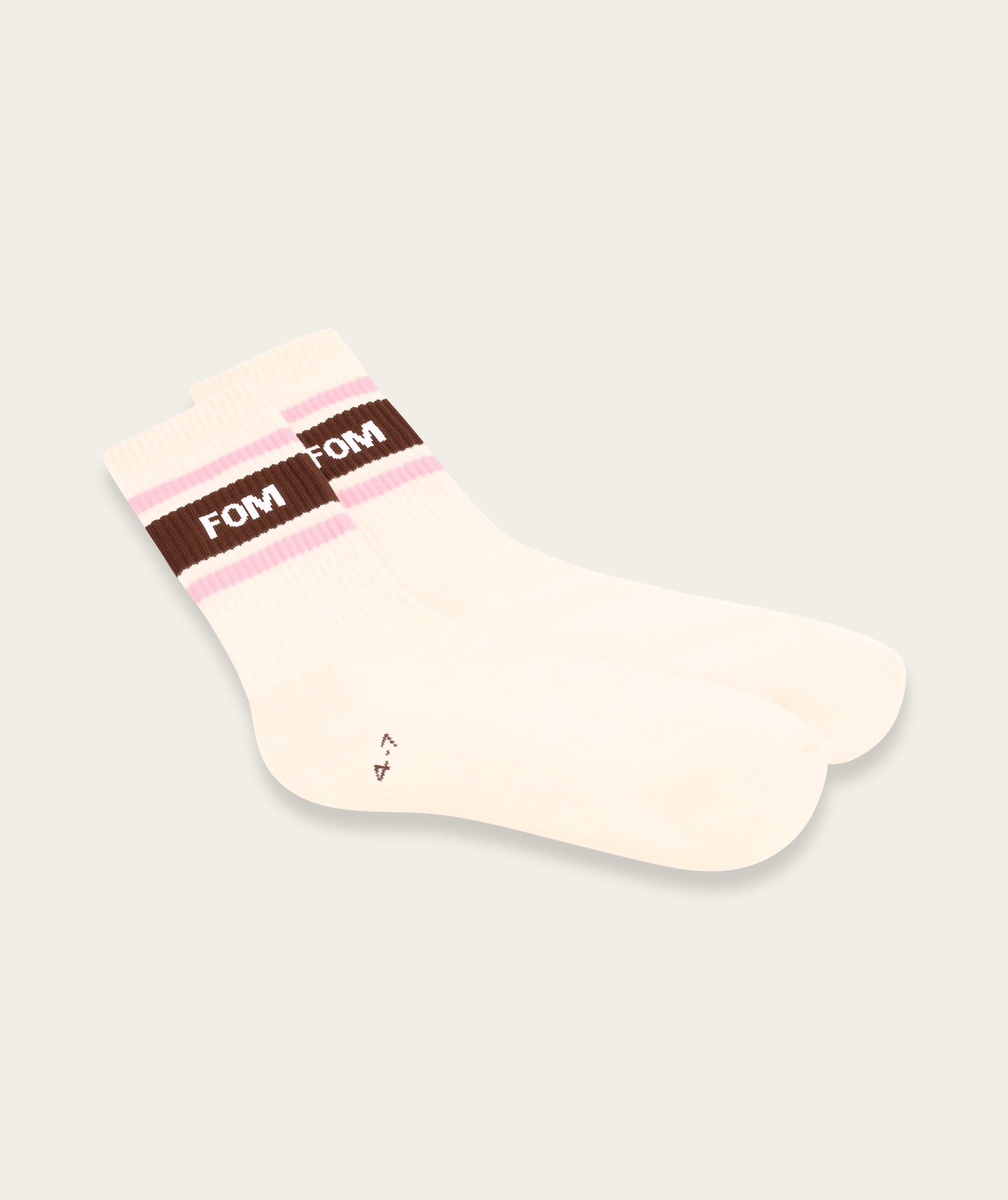 Socks Crew Twin Pack - Choc FOM + Off-White/ Choc & Pink (Size 4-7)