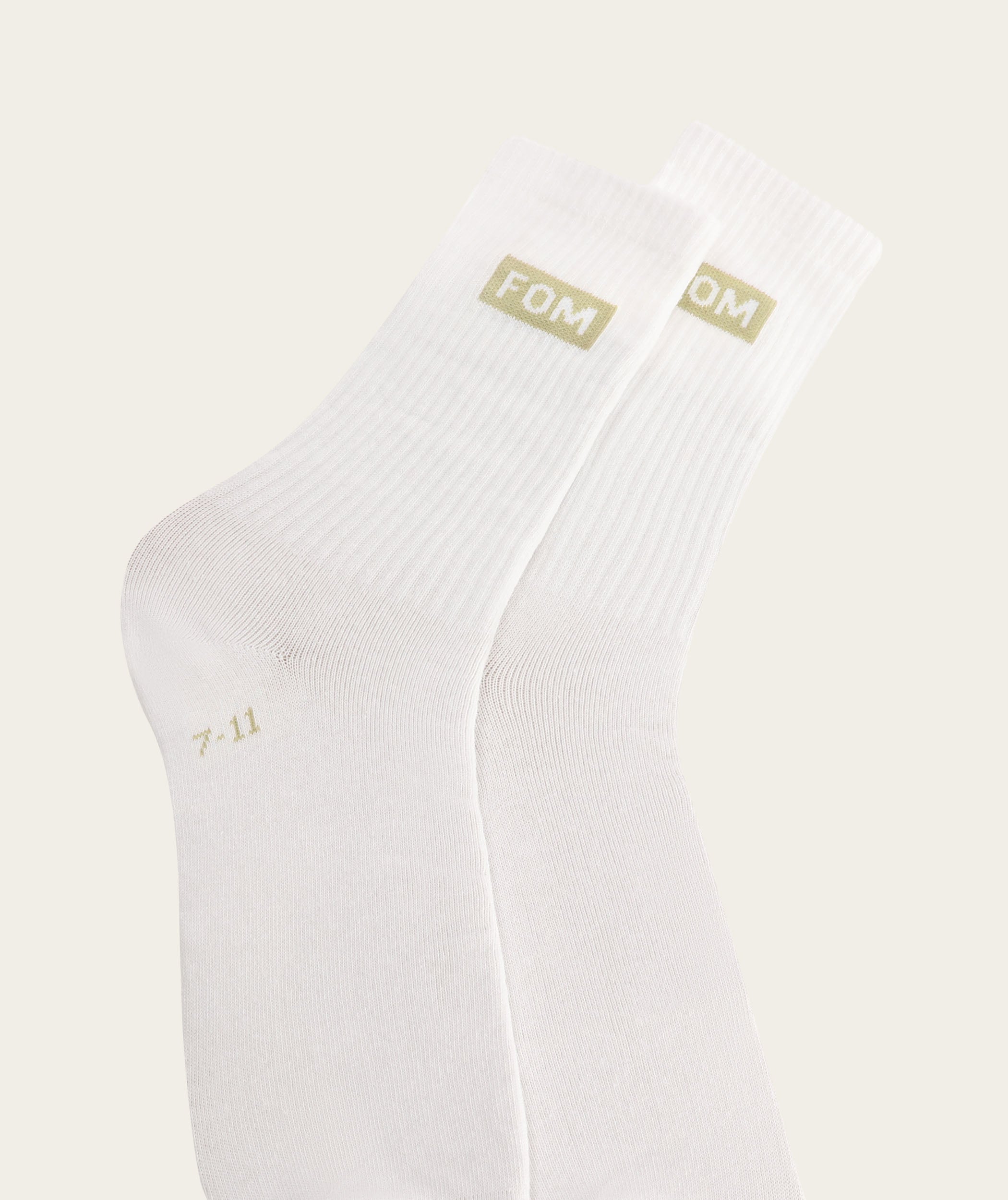 Socks Crew Twin Pack - White/ Powder Blue & Light Sand FOM (Size 4-7)