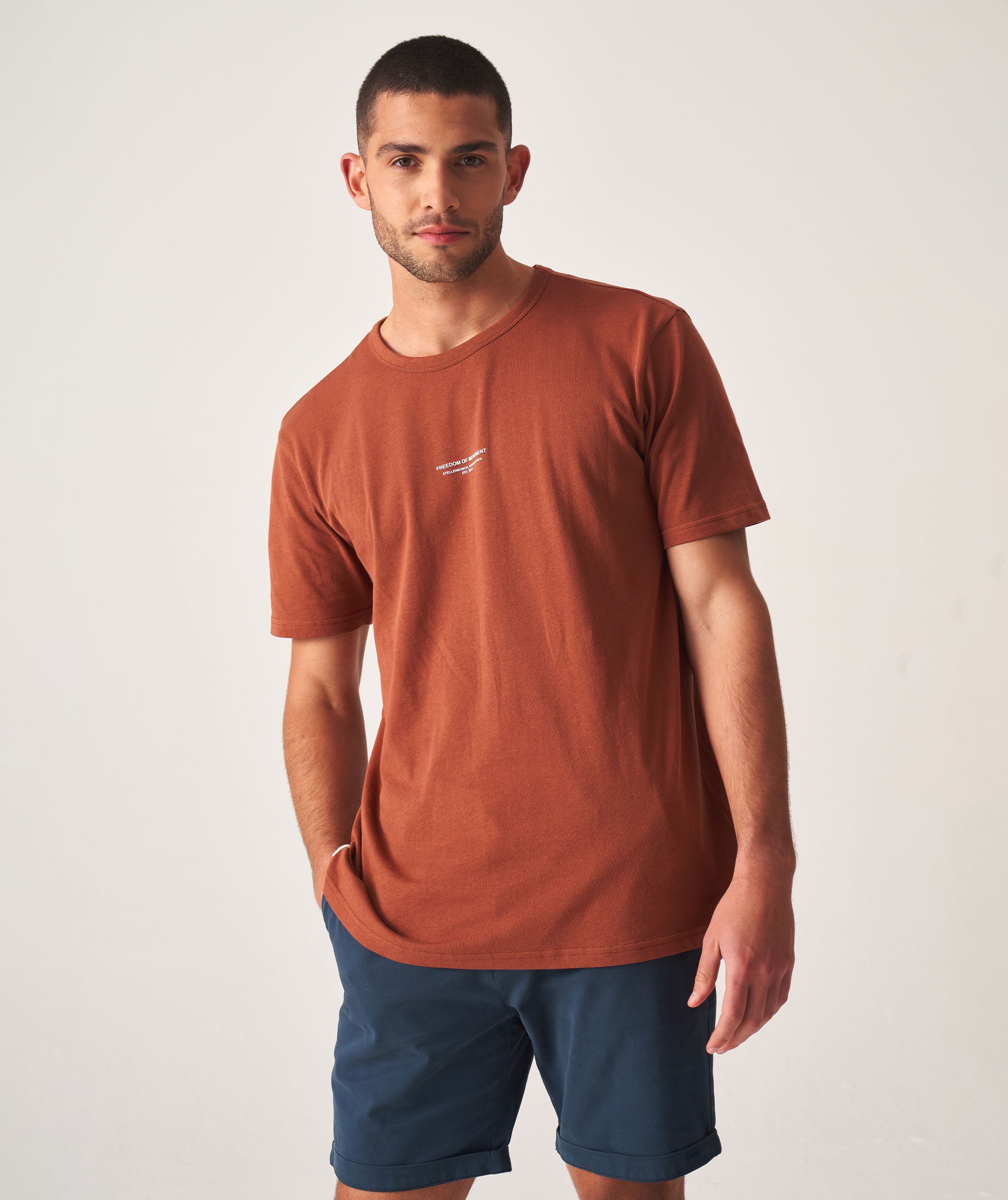 Mens Relaxed Organic Cotton Tee - Rust