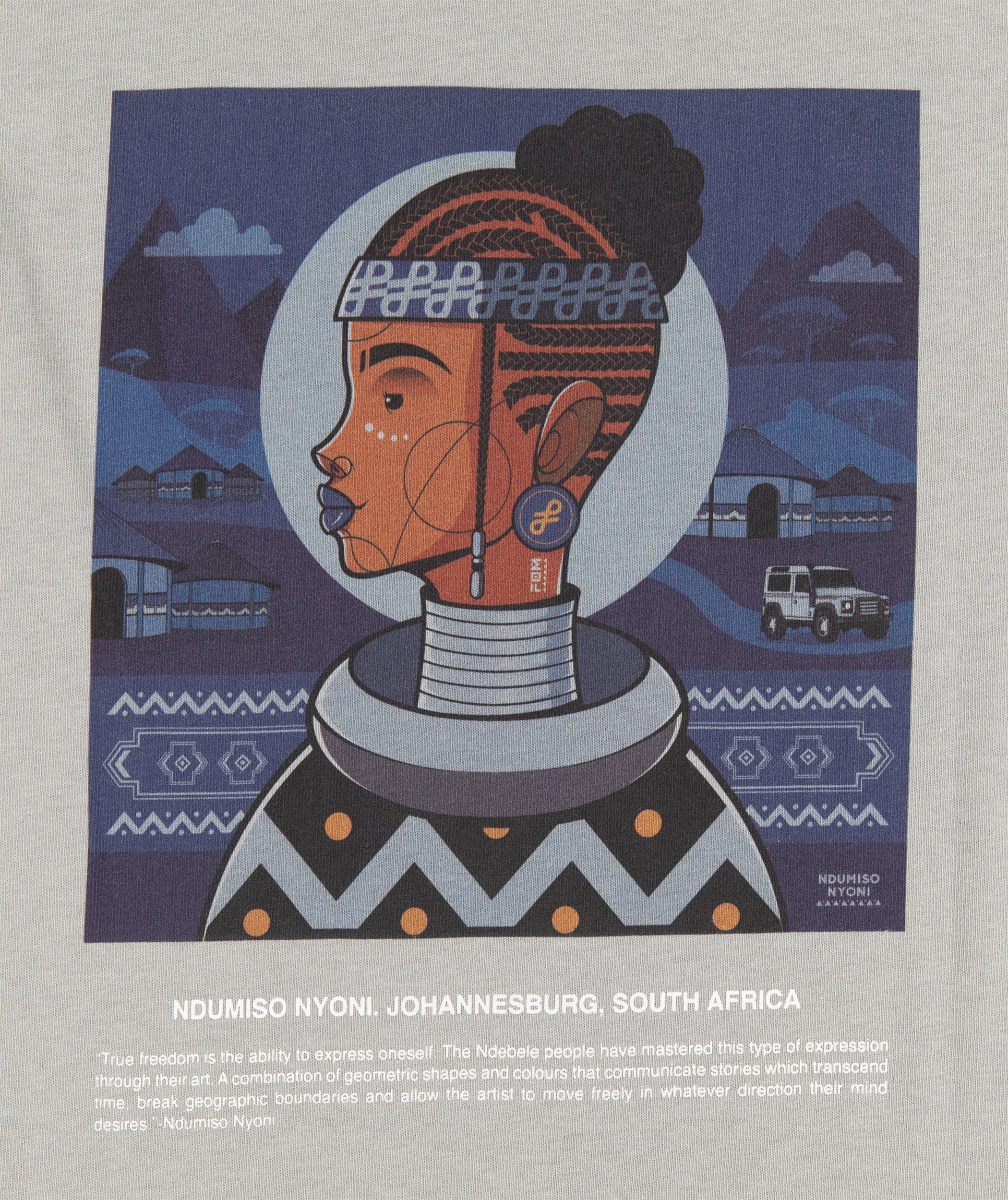 FOM x Ndumiso Mens Relaxed Heritage Tee - Cement