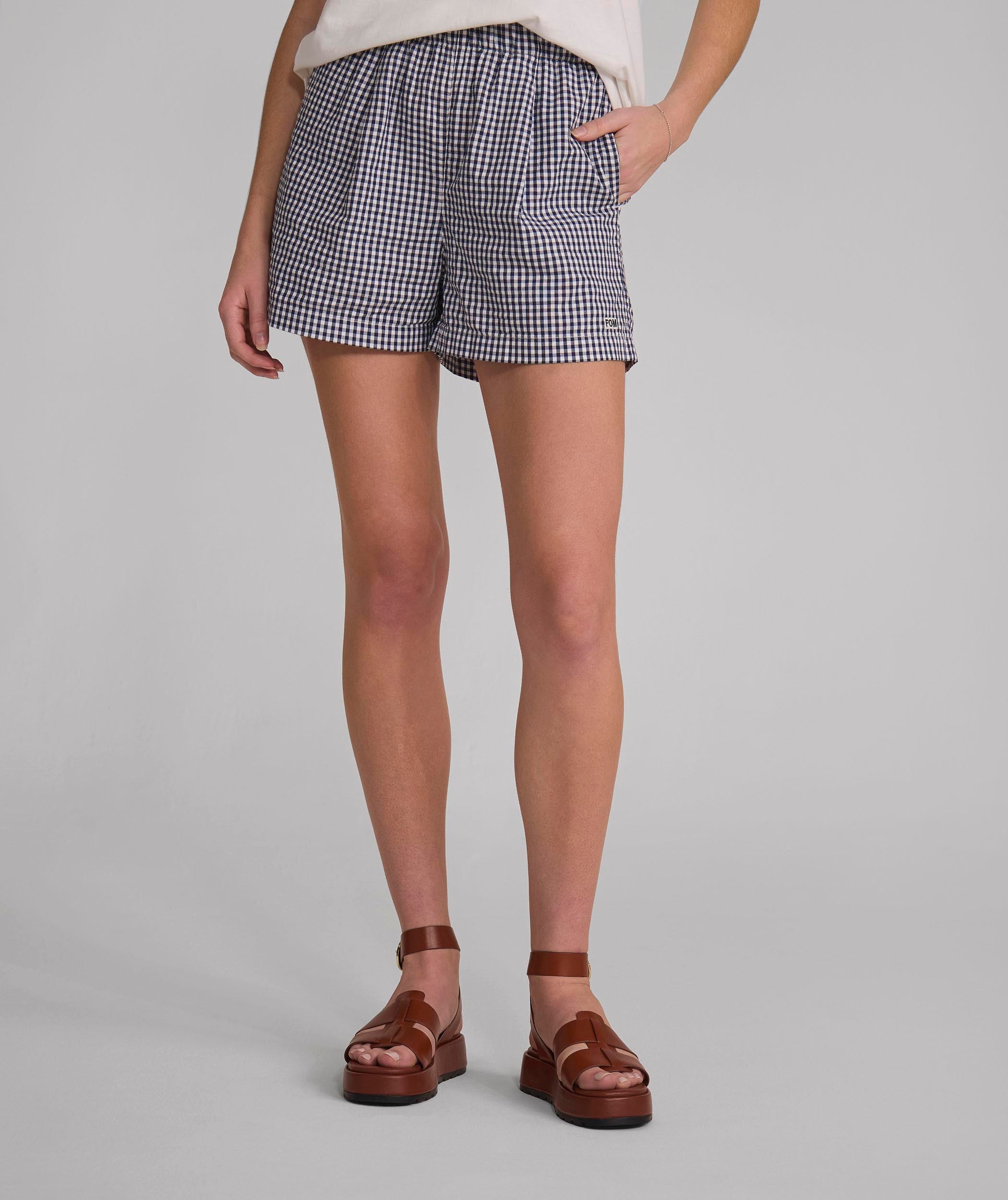 Ladies Gingham Shorts - X Navy