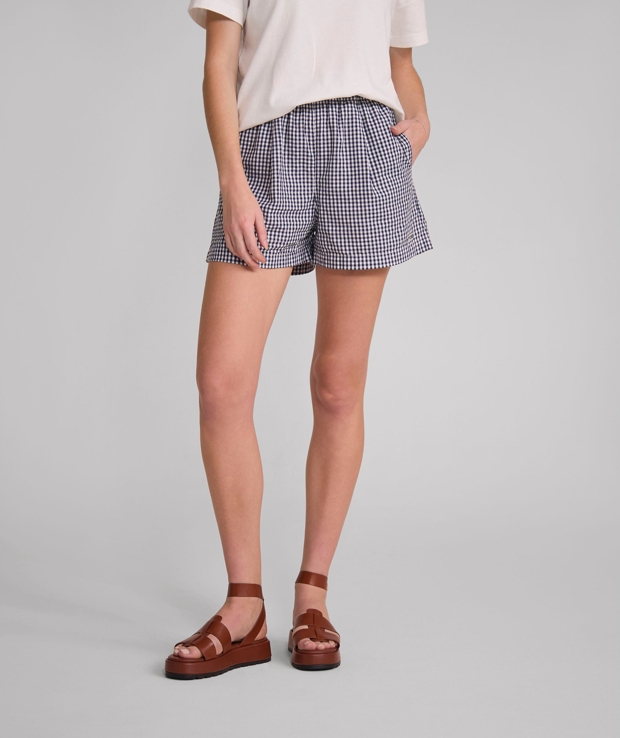 Ladies Gingham Shorts - X Navy