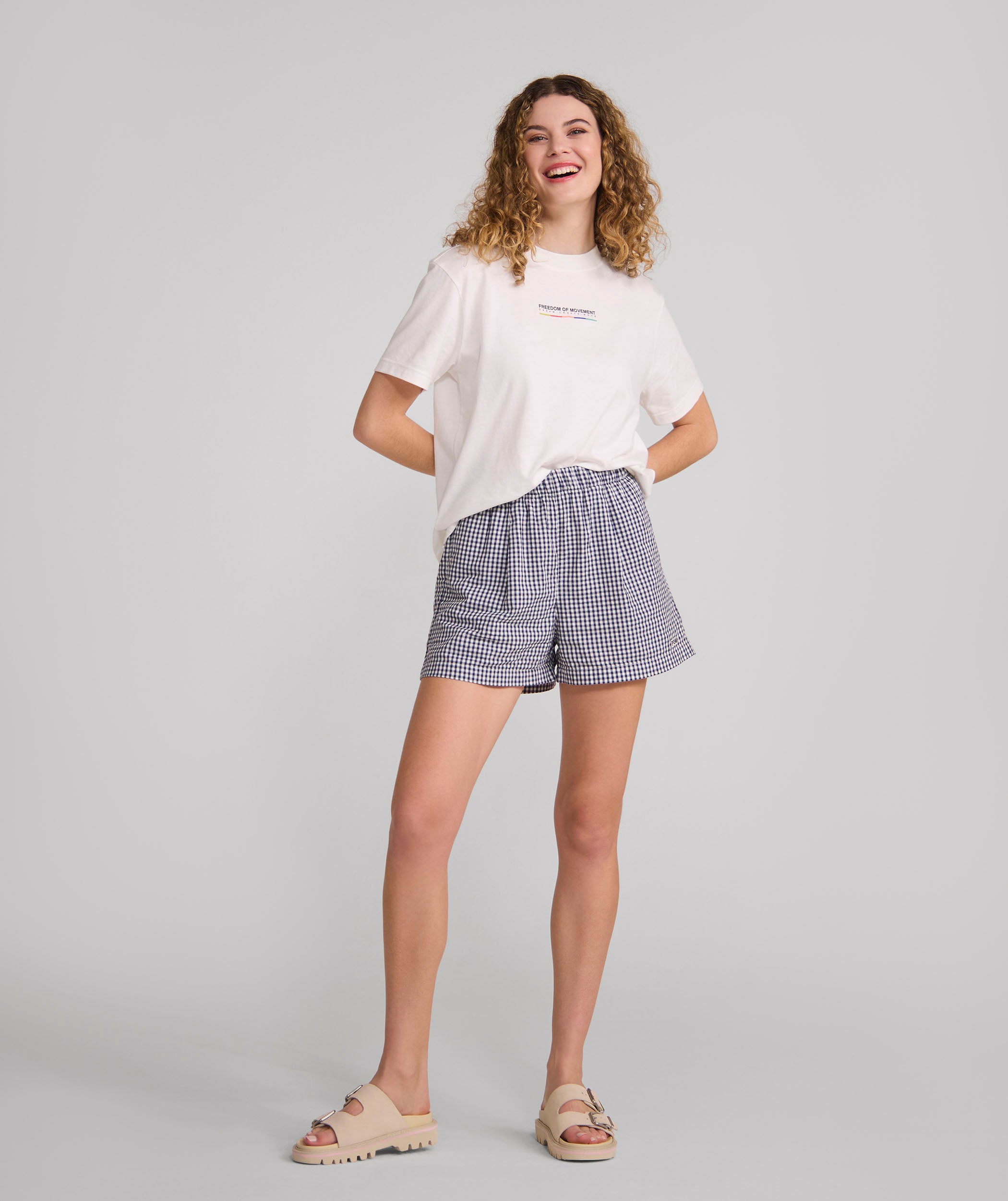 Ladies Gingham Shorts - X Navy