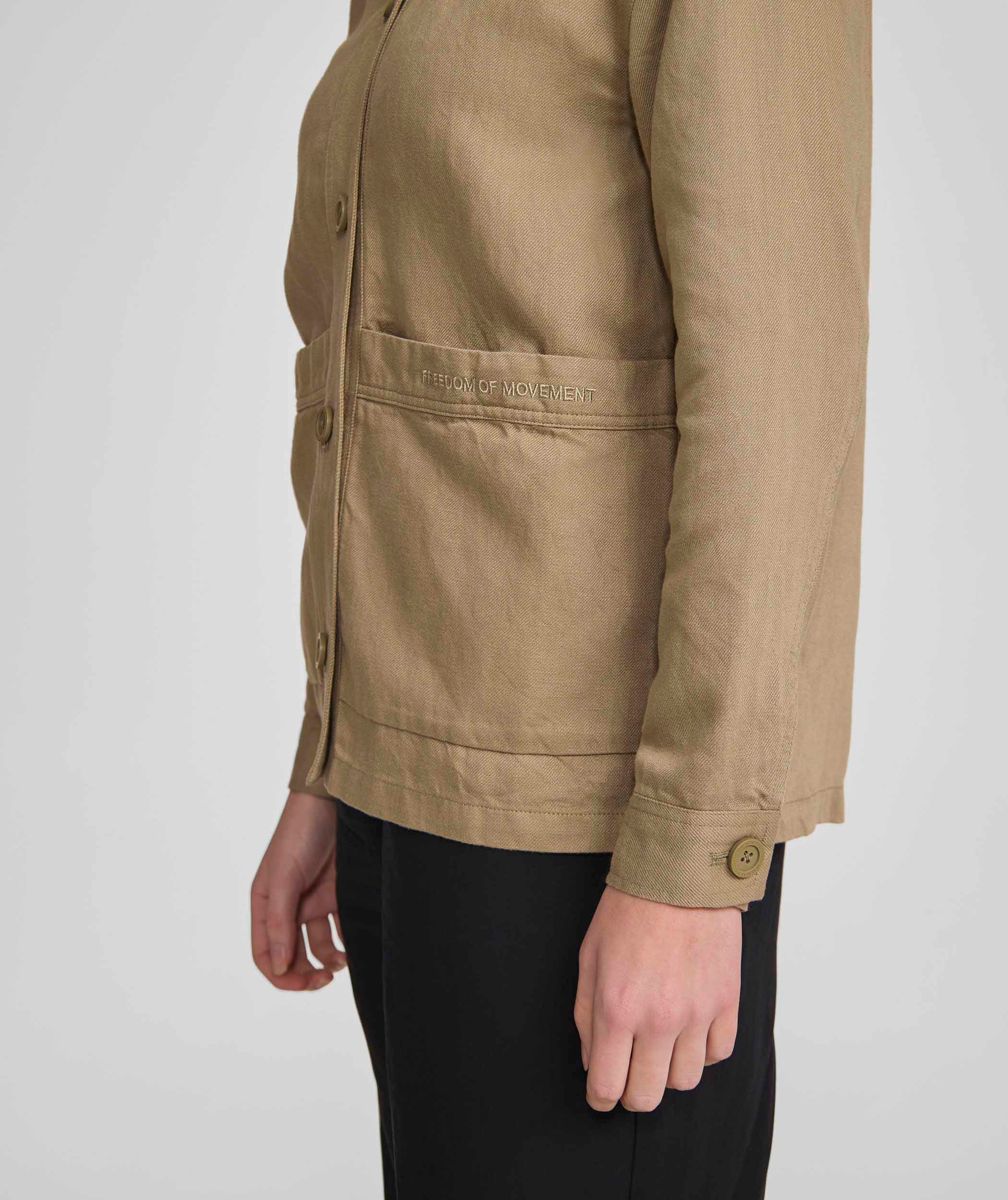 Ladies Linen Blend Shacket - Gray Green