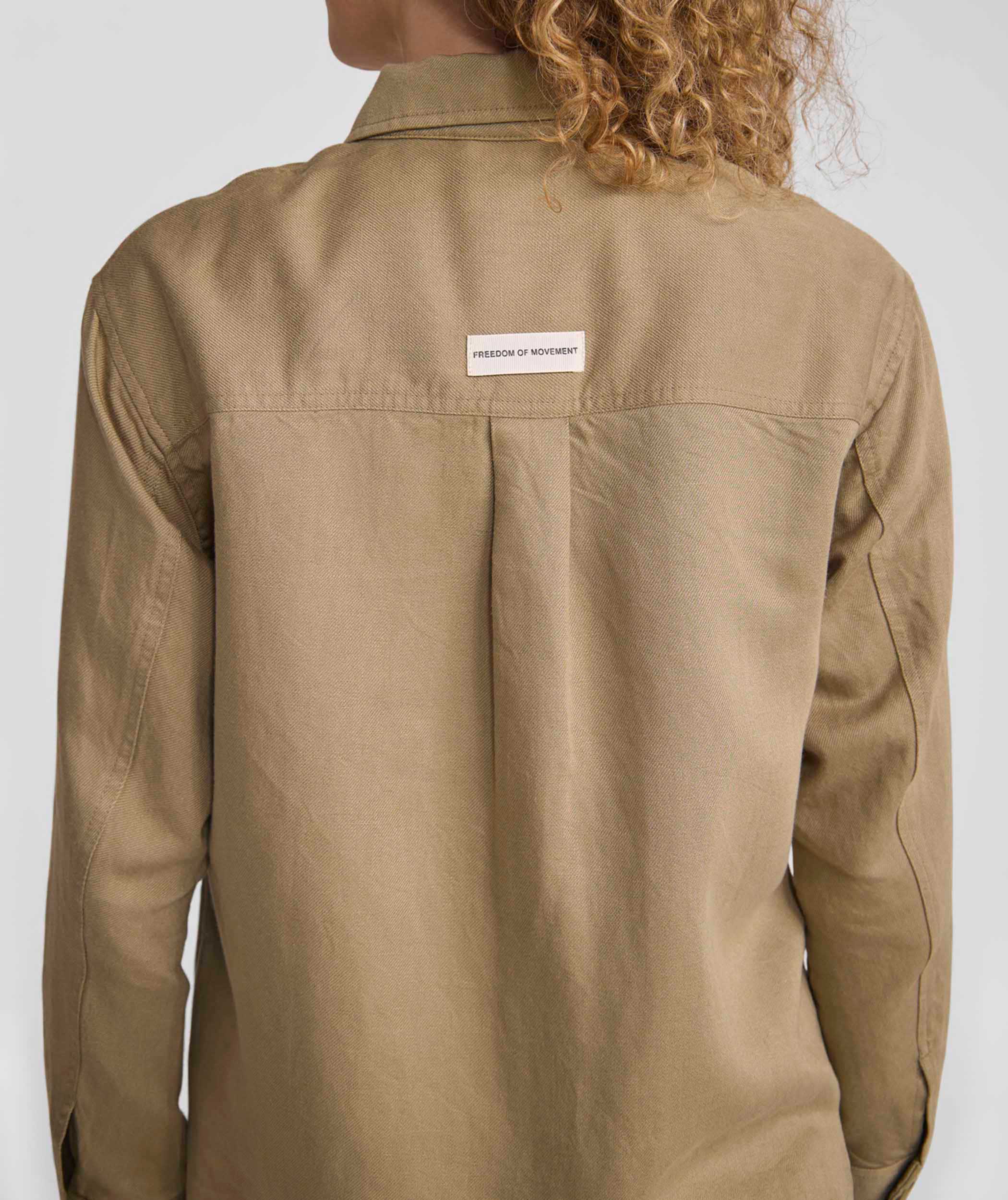 Ladies Linen Blend Shacket - Gray Green