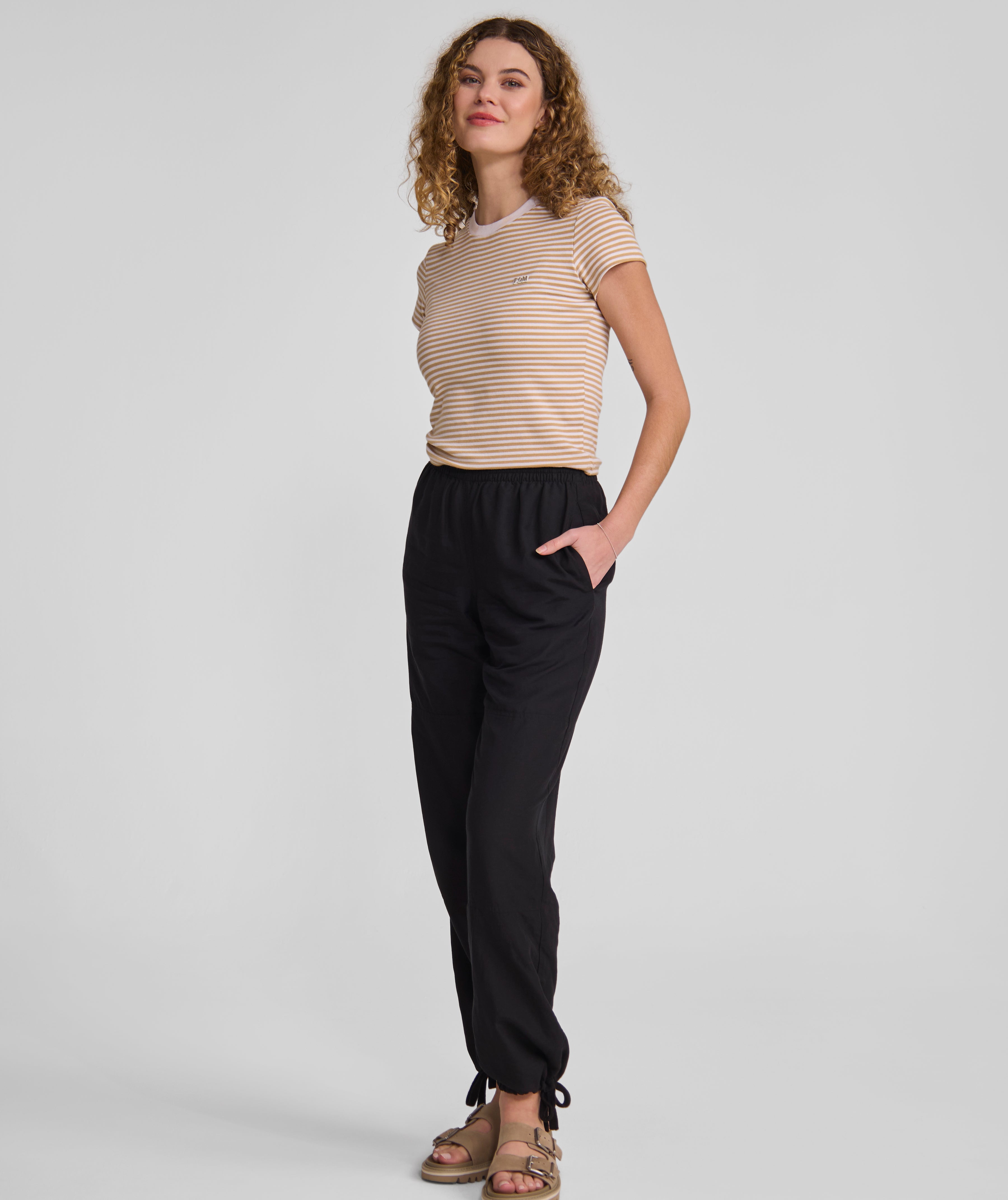 Ladies 1x1 Soft Rib Tee - X Stone Stripe