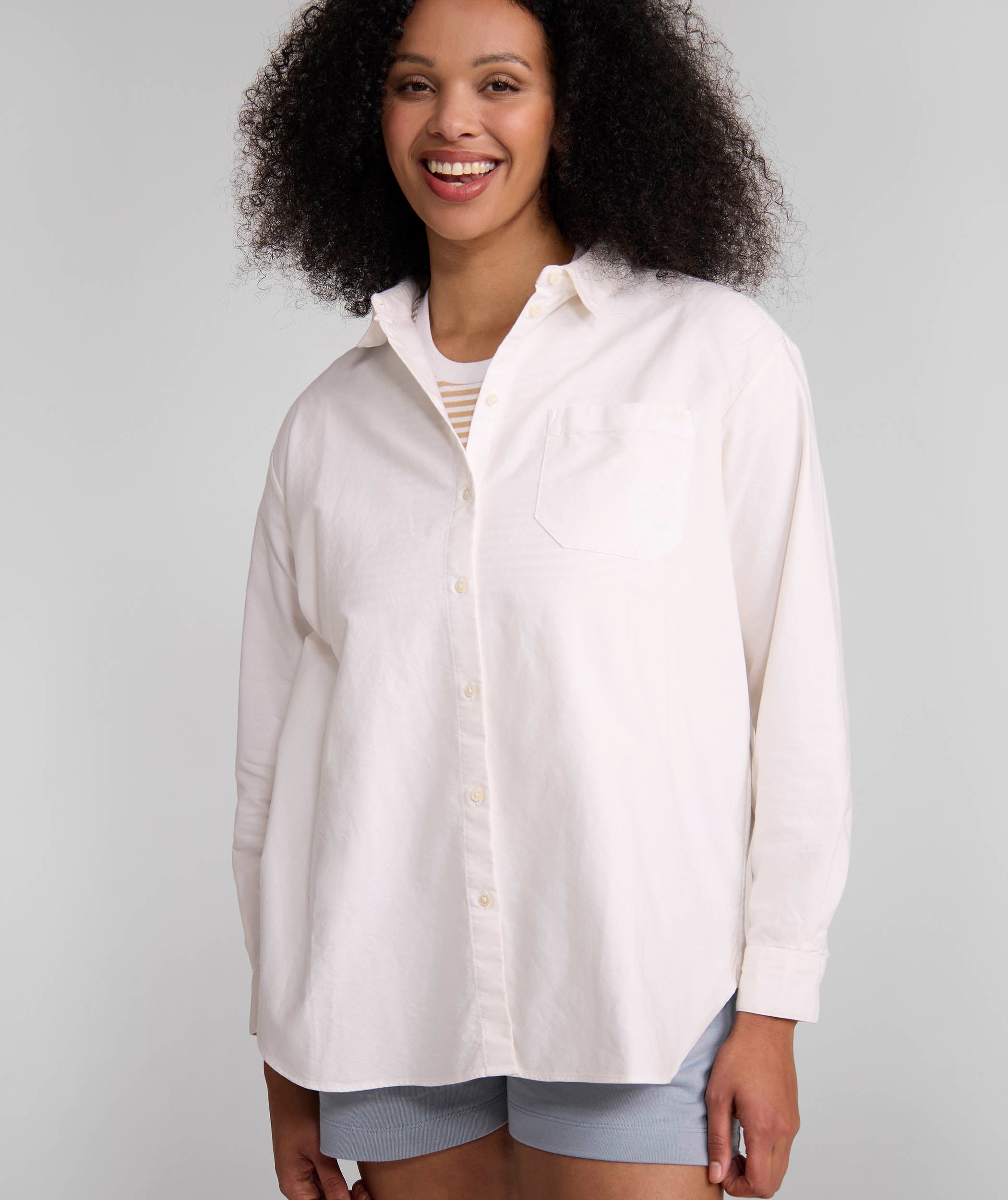 Ladies Long Sleeve Cotton Shirt - White