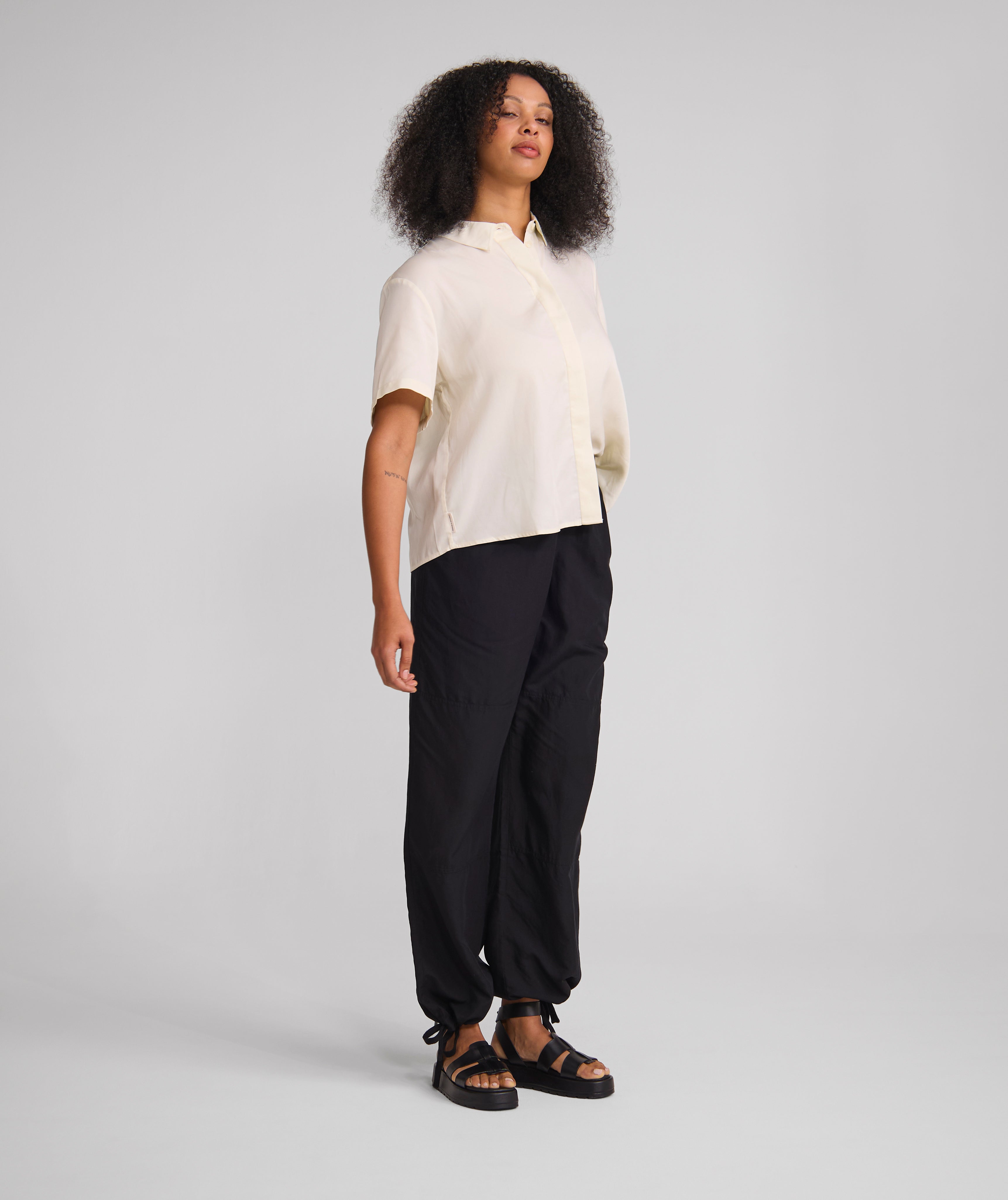 Ladies Drawstring Lyocell Pants - Black