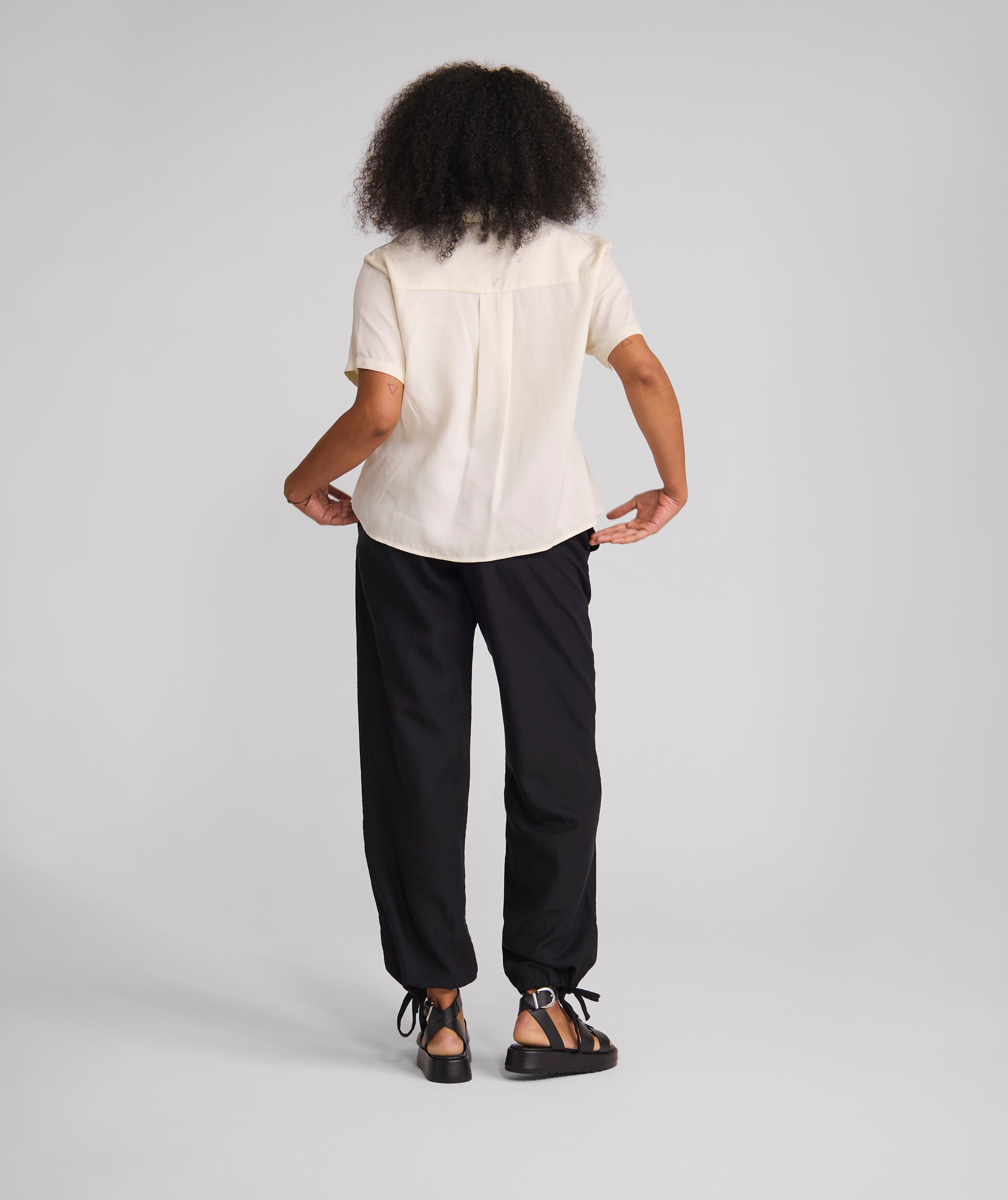 Ladies Drawstring Lyocell Pants - Black