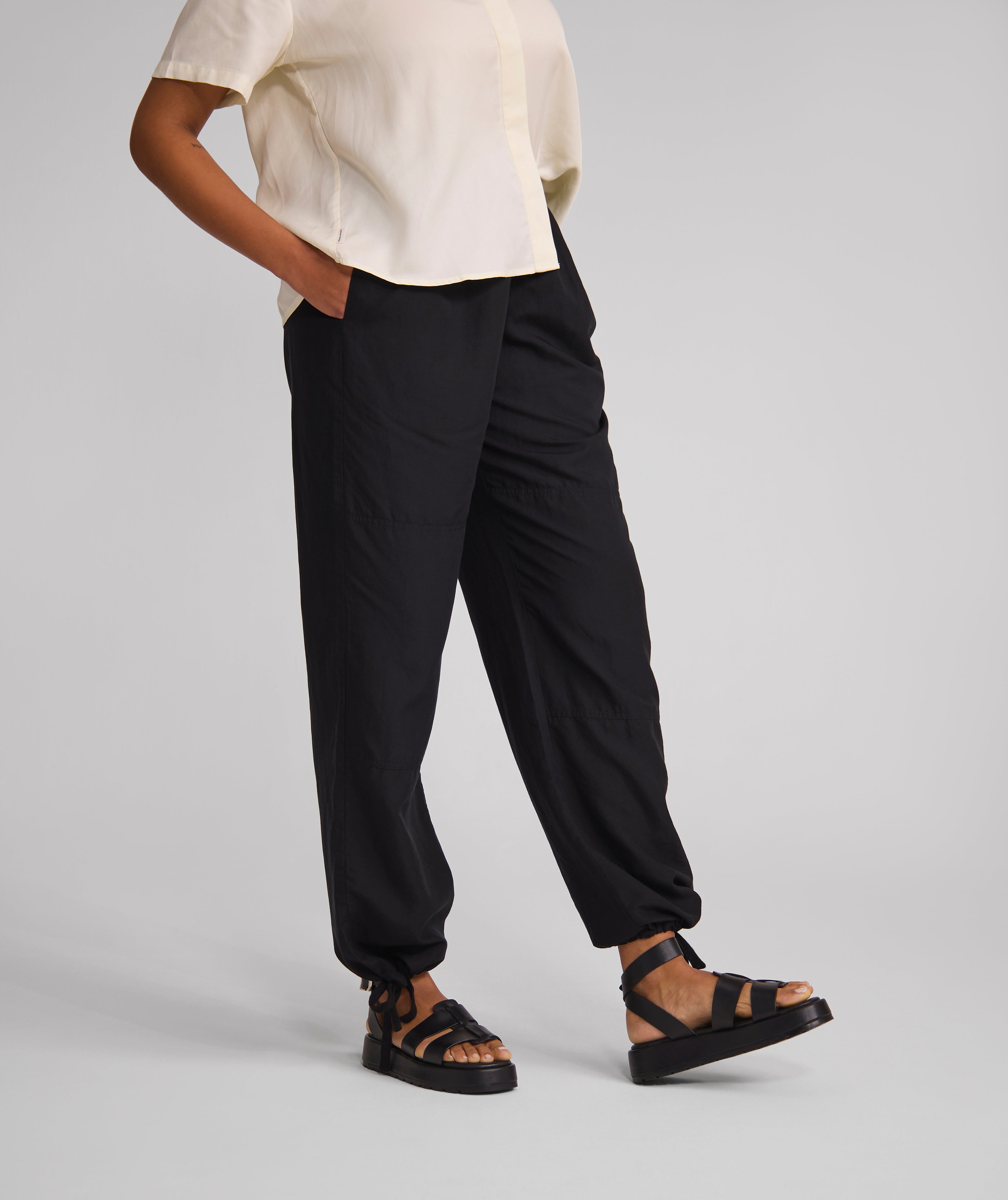 Ladies Drawstring Lyocell Pants - Black