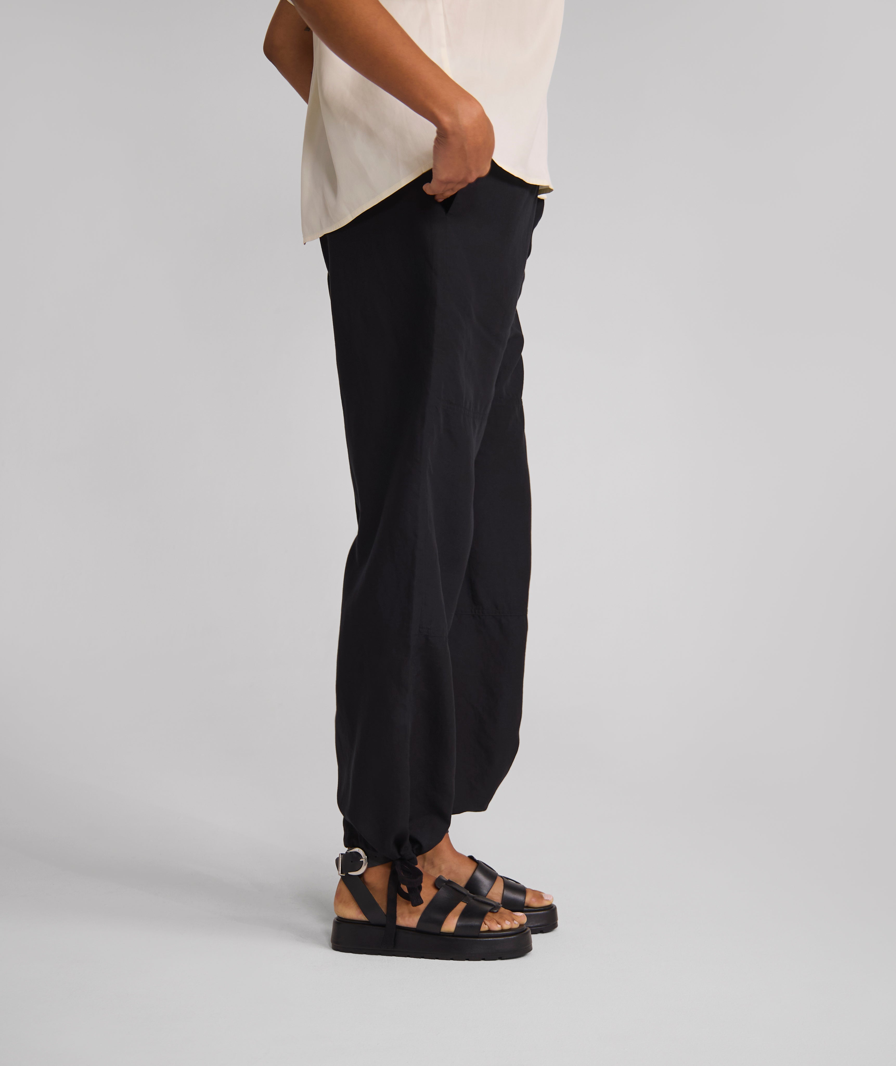 Ladies Drawstring Lyocell Pants - Black