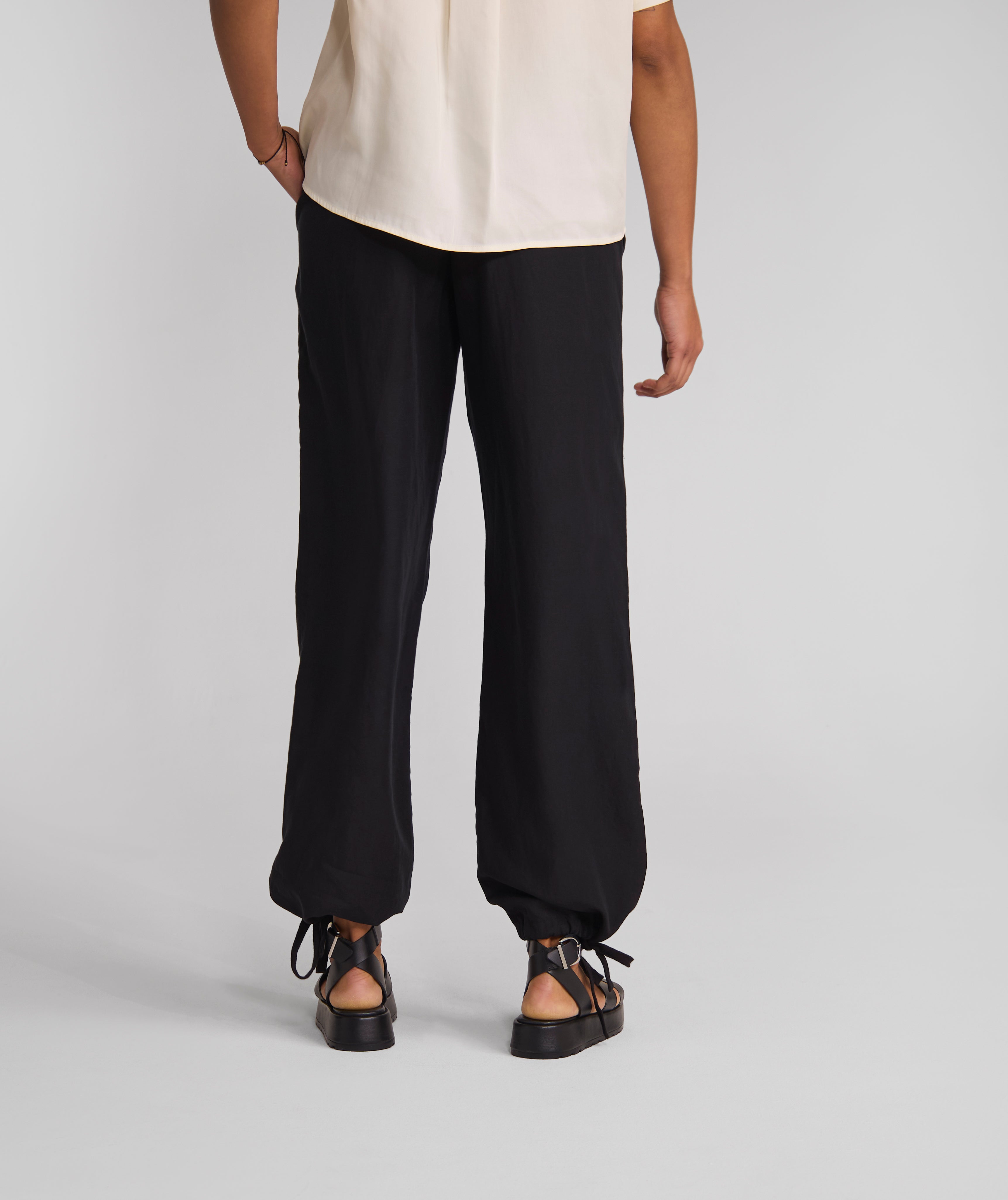 Ladies Drawstring Lyocell Pants - Black