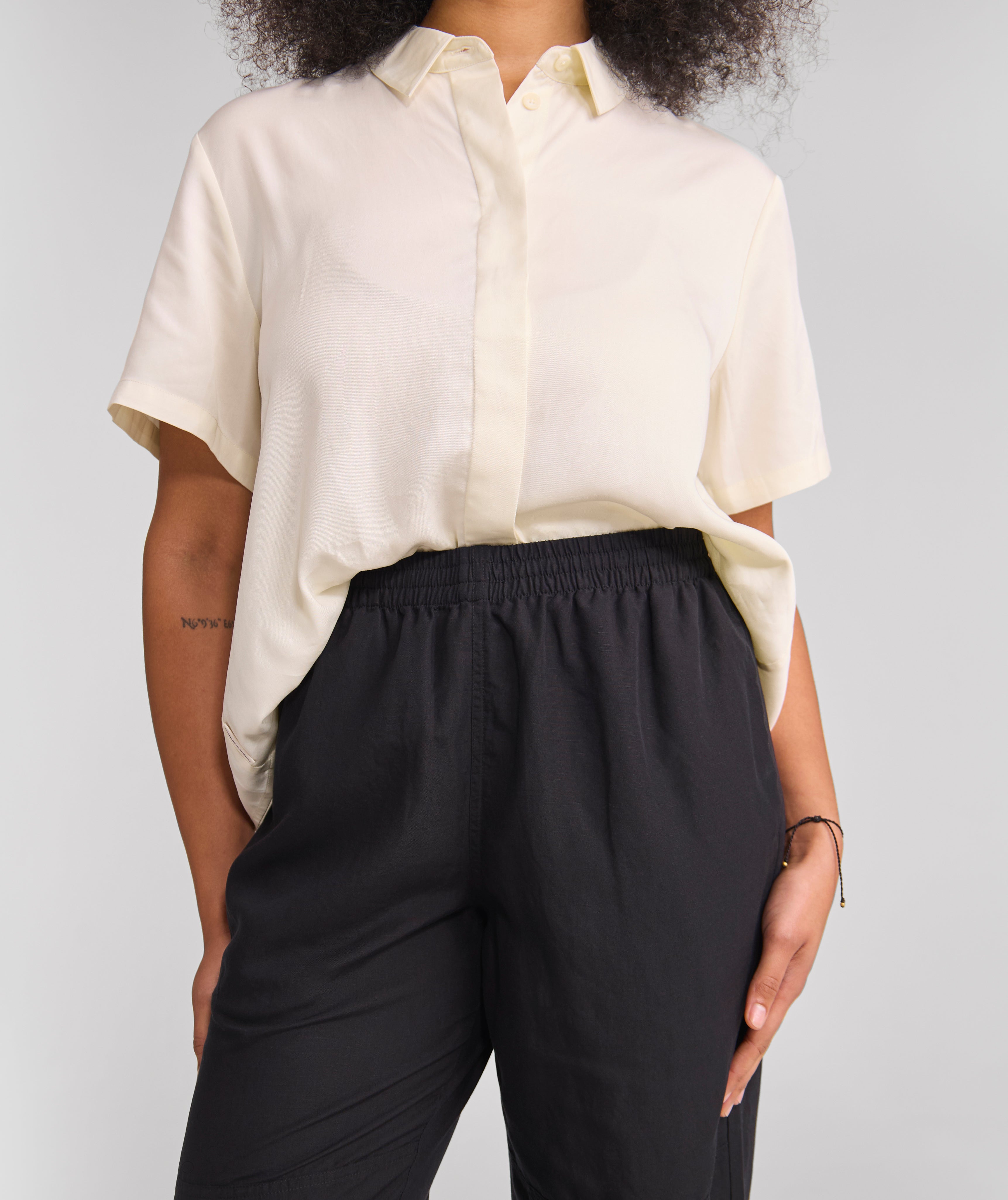 Ladies Drawstring Lyocell Pants - Black