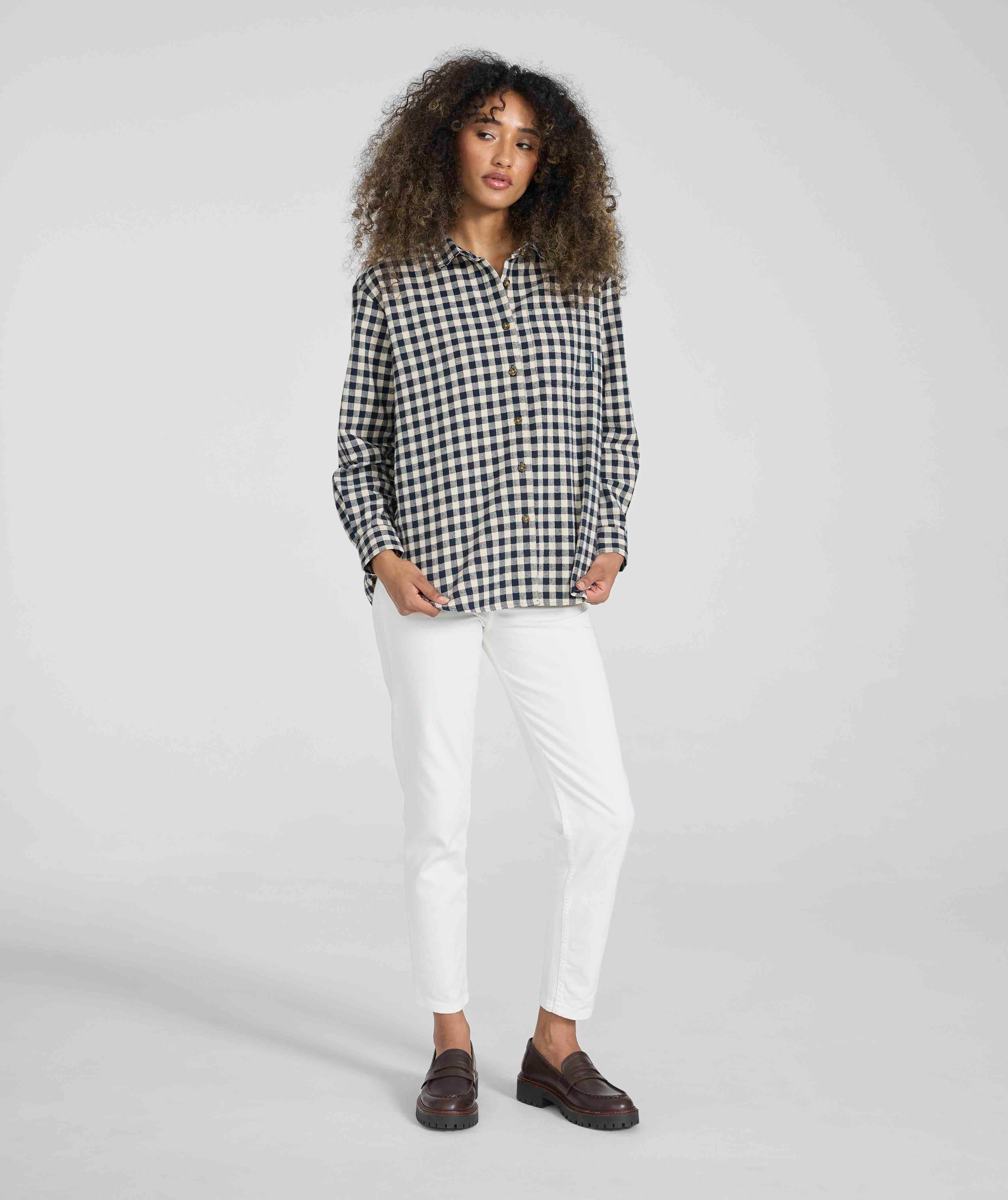 Ladies Gingham Shirt - X Navy