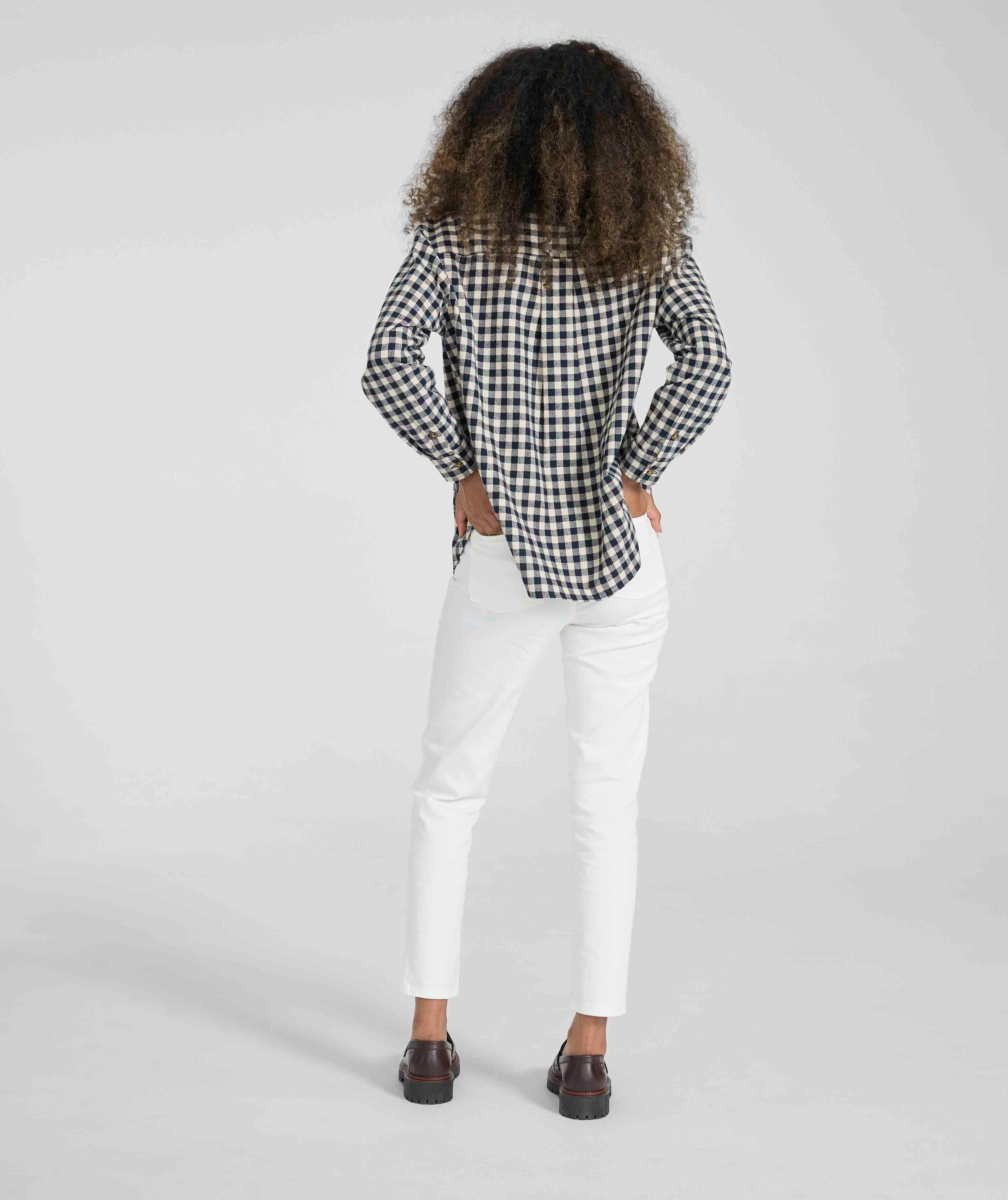 Ladies Gingham Shirt - X Navy