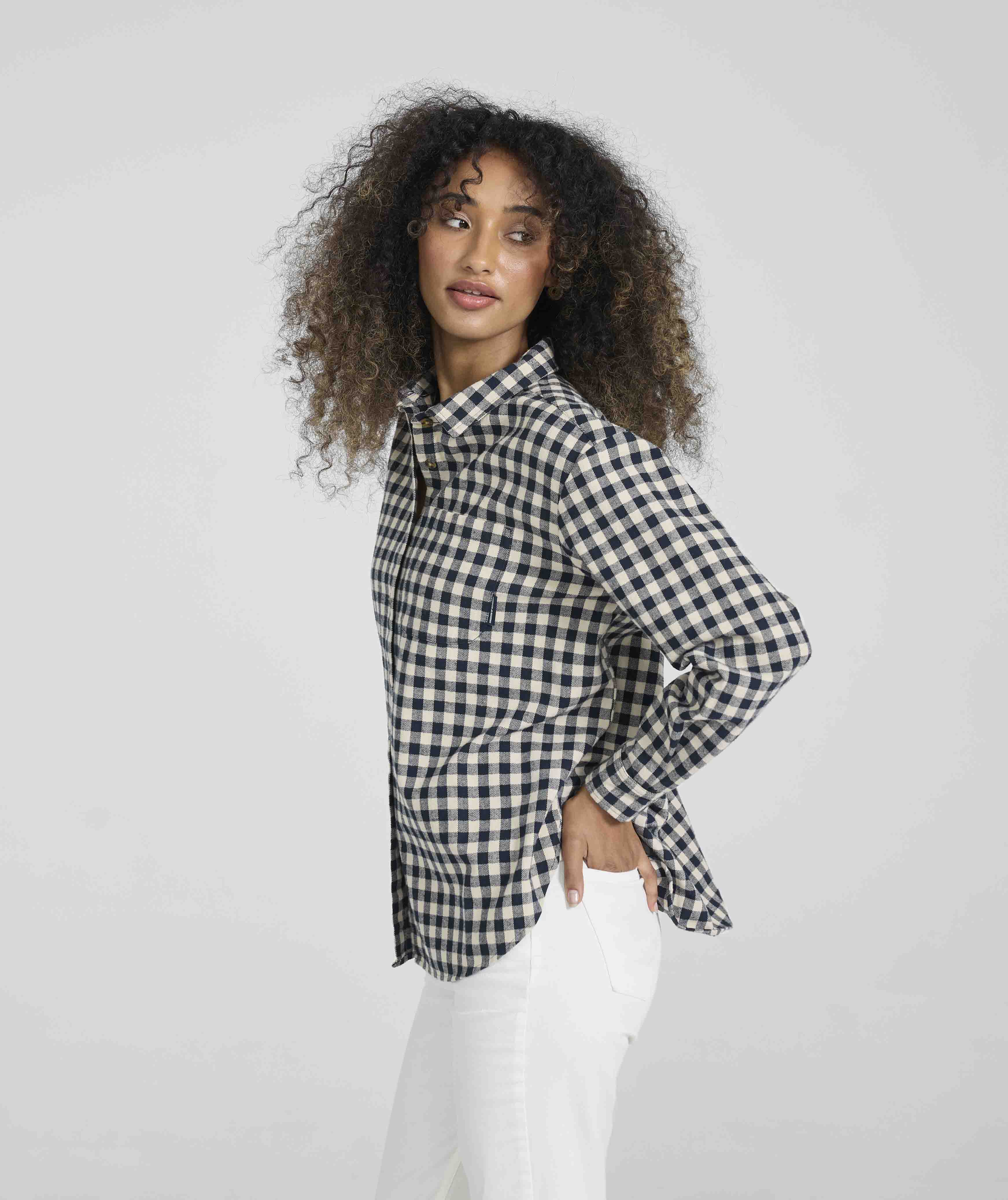 Ladies Gingham Shirt - X Navy