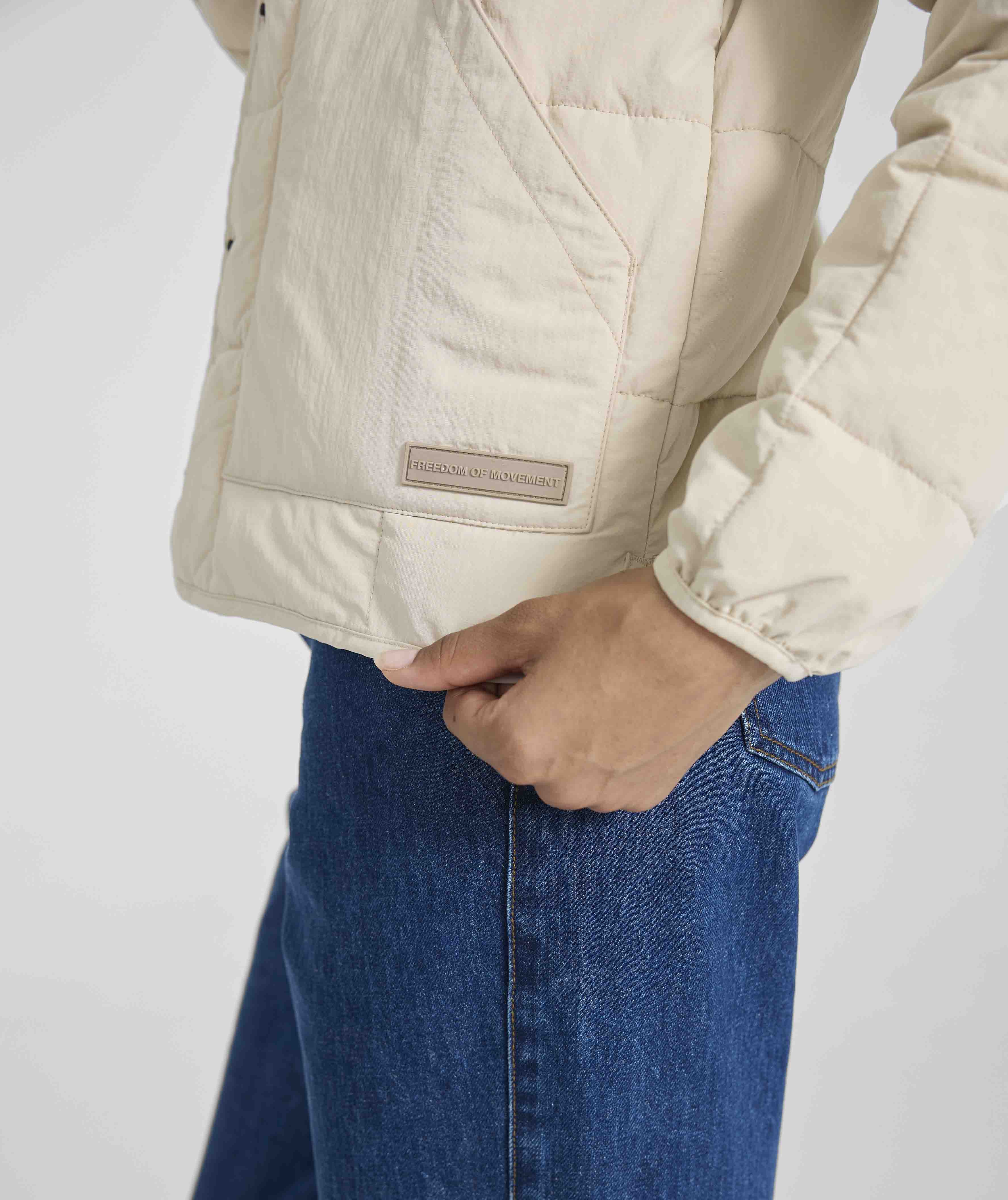 Ladies Quilted Puffer Jacket - Ivory
