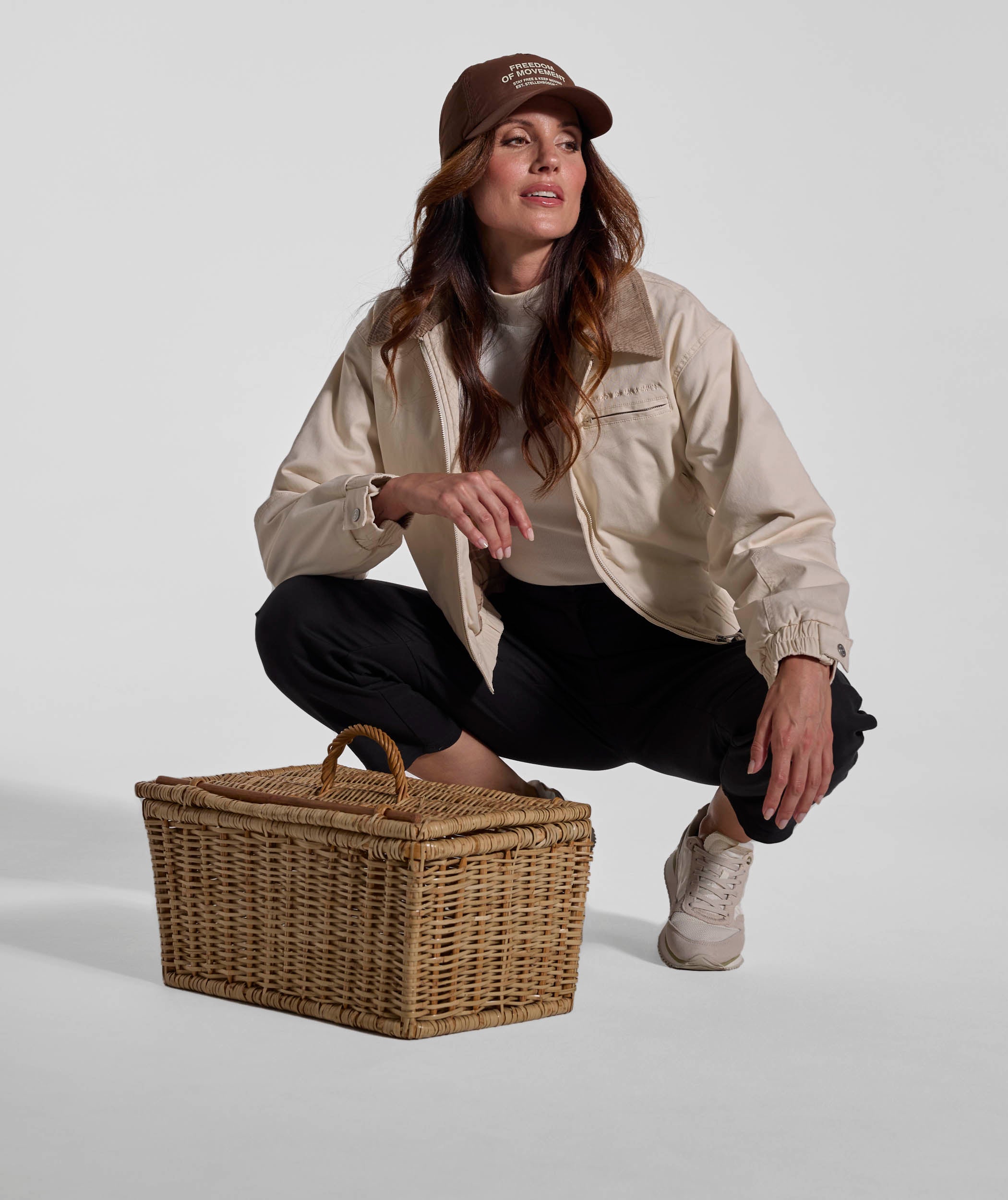 Ladies Cord Collar Bomber Jacket - Stone