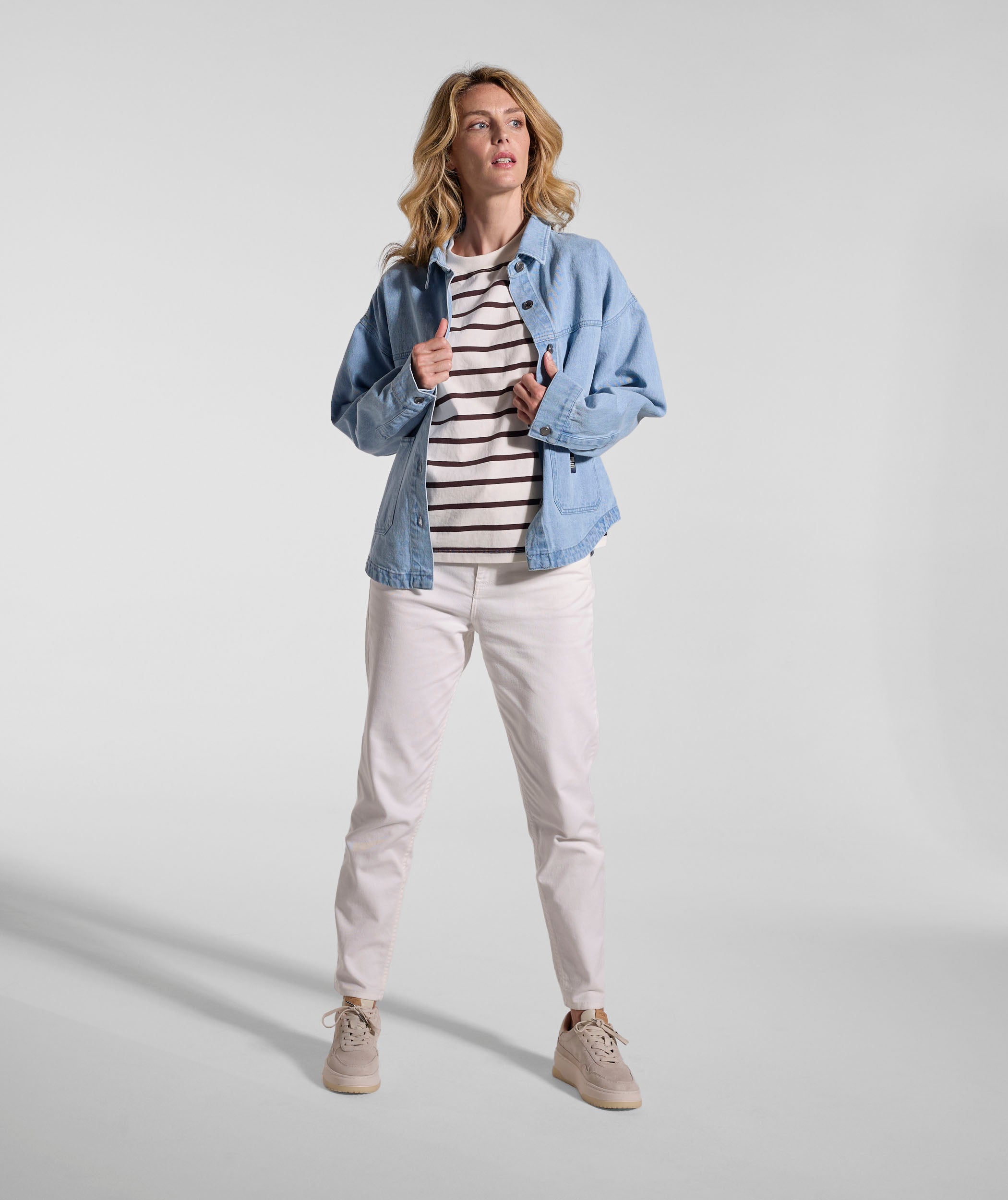 Ladies Denim Shacket - Light Wash