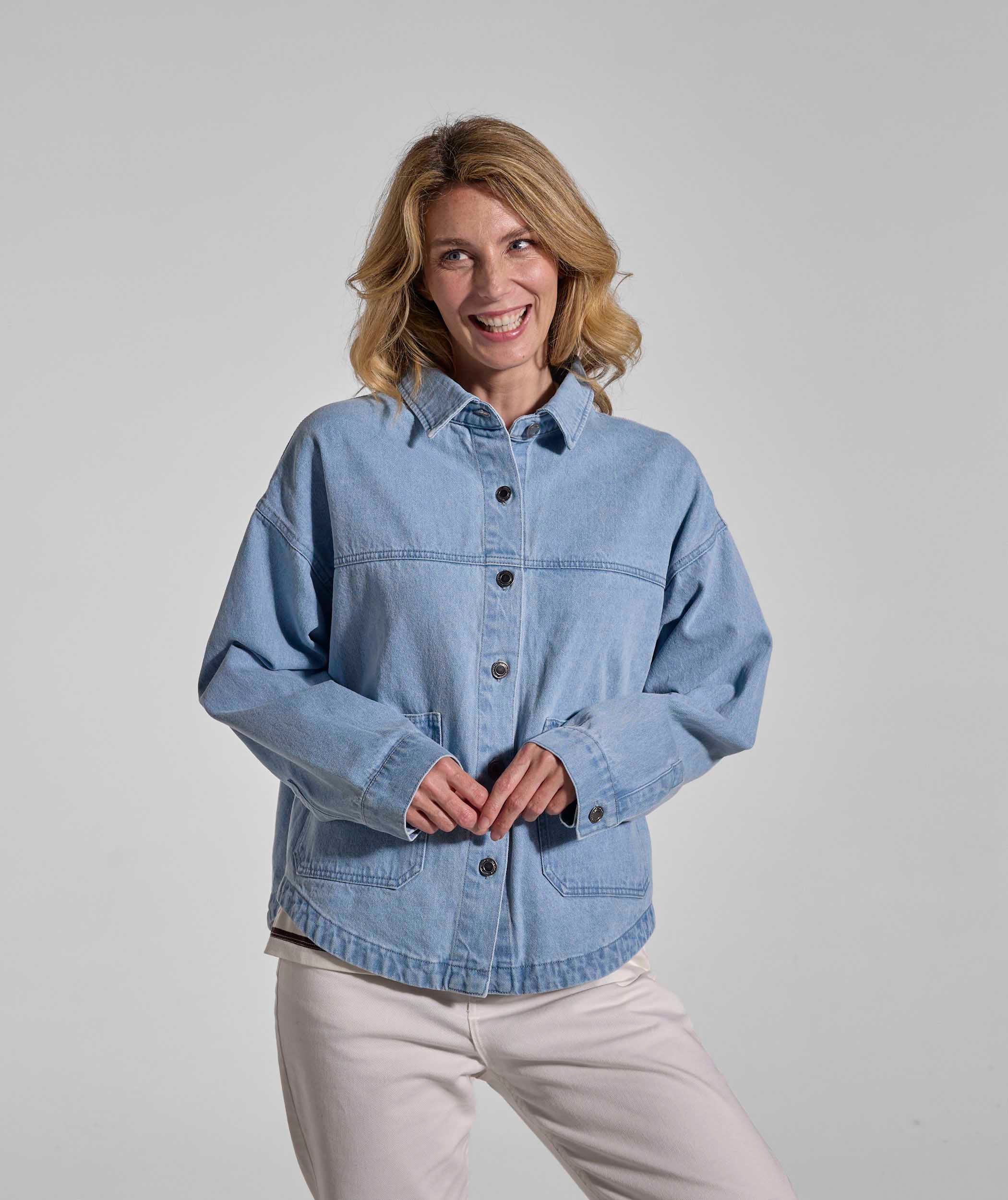 Ladies Denim Shacket - Light Wash