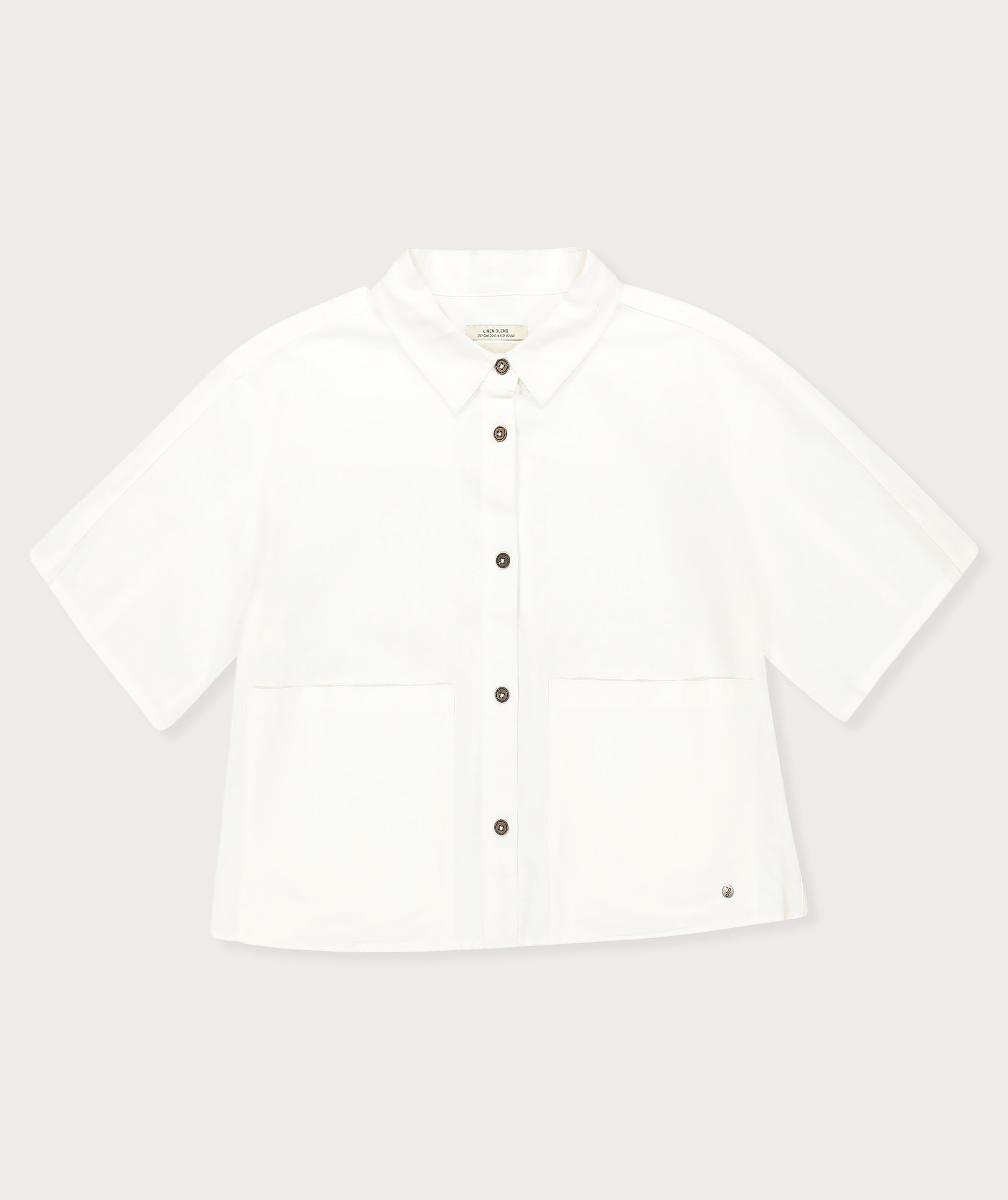 Ladies Crop Short Sleeve Shirt - Soft White