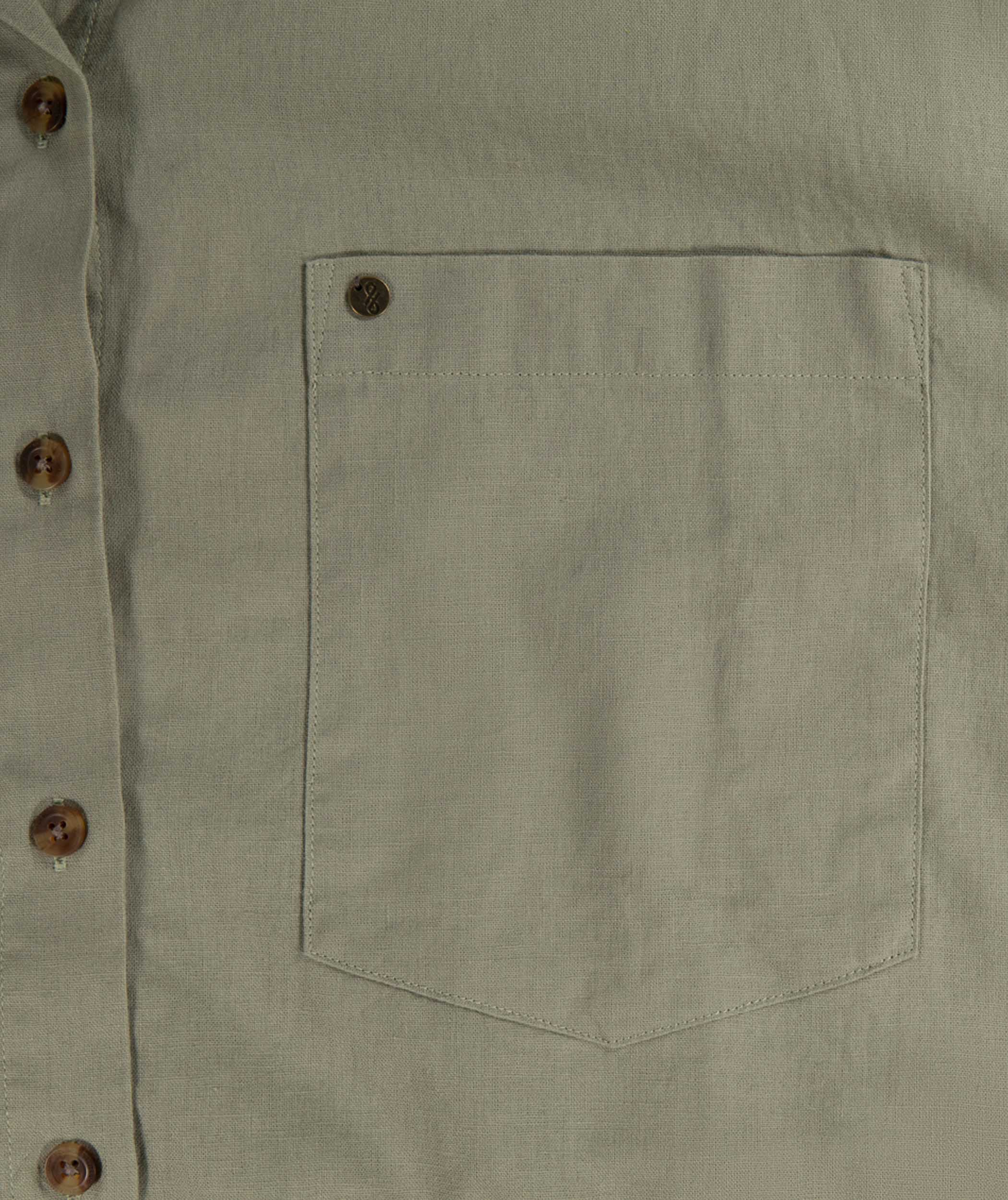 Ladies Linen Blend Short Sleeve Shirt - Seafoam Green