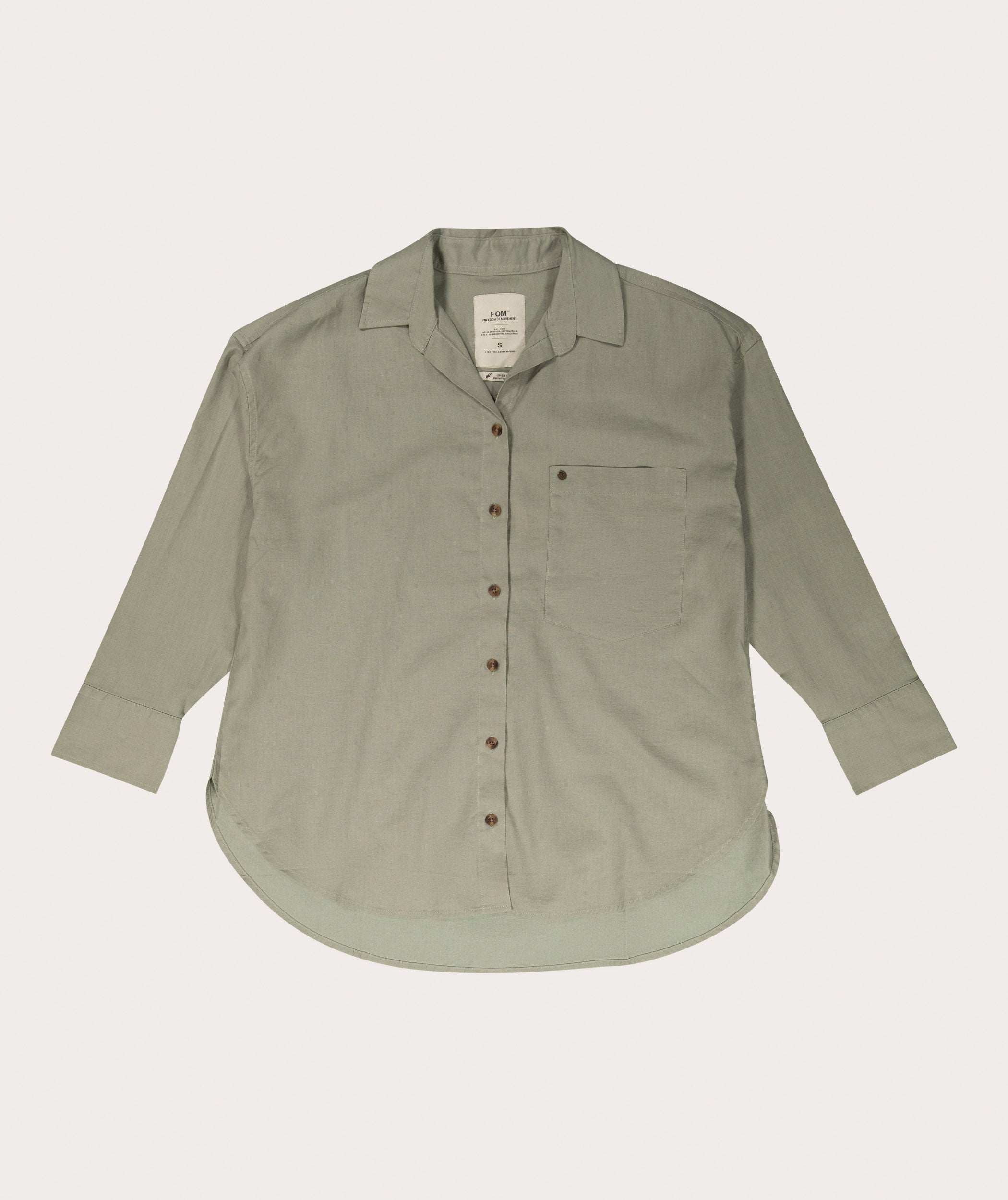 Ladies Linen Blend Short Sleeve Shirt - Seafoam Green