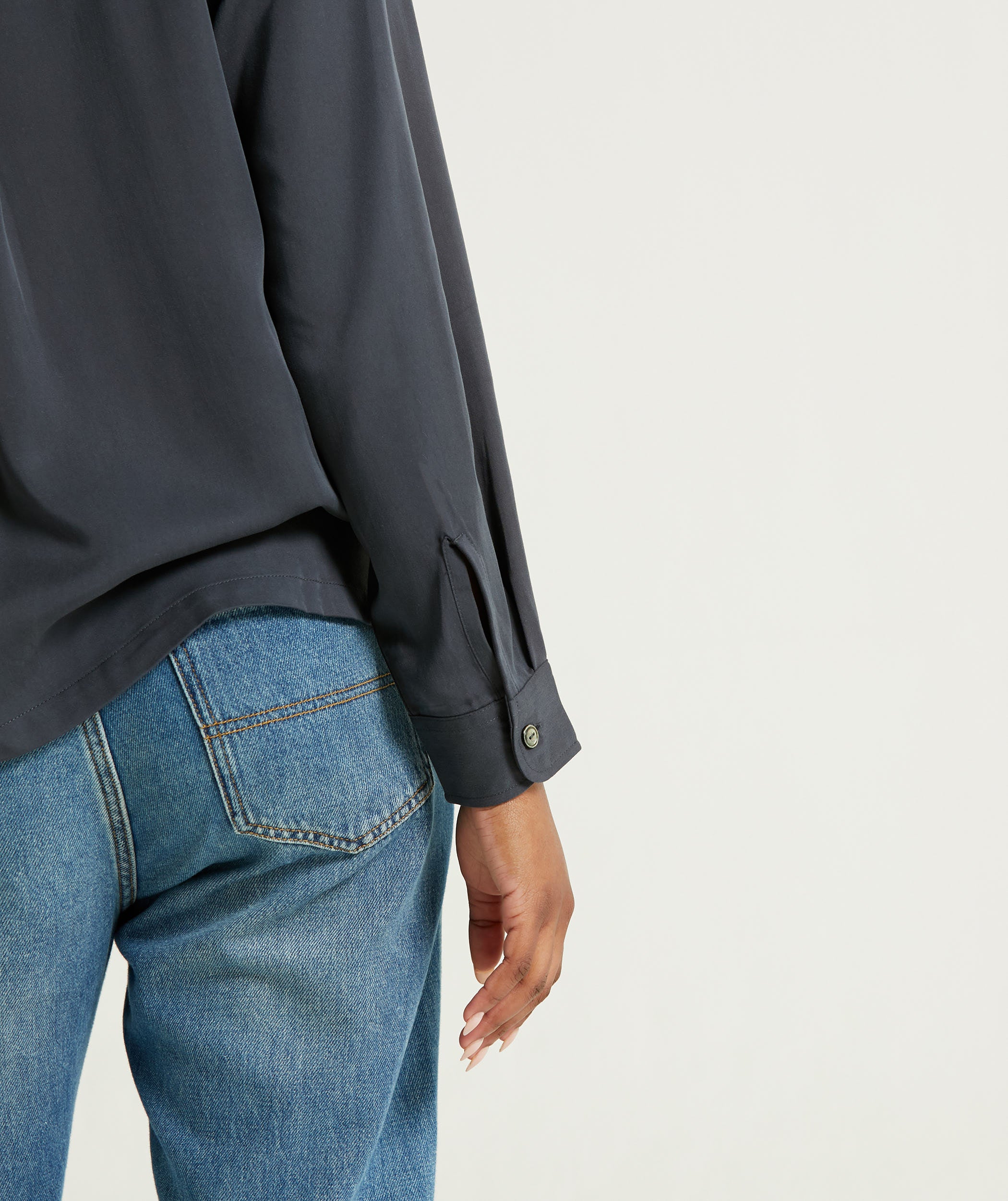 Ladies Long Sleeve Modal Shirt - Dark Navy