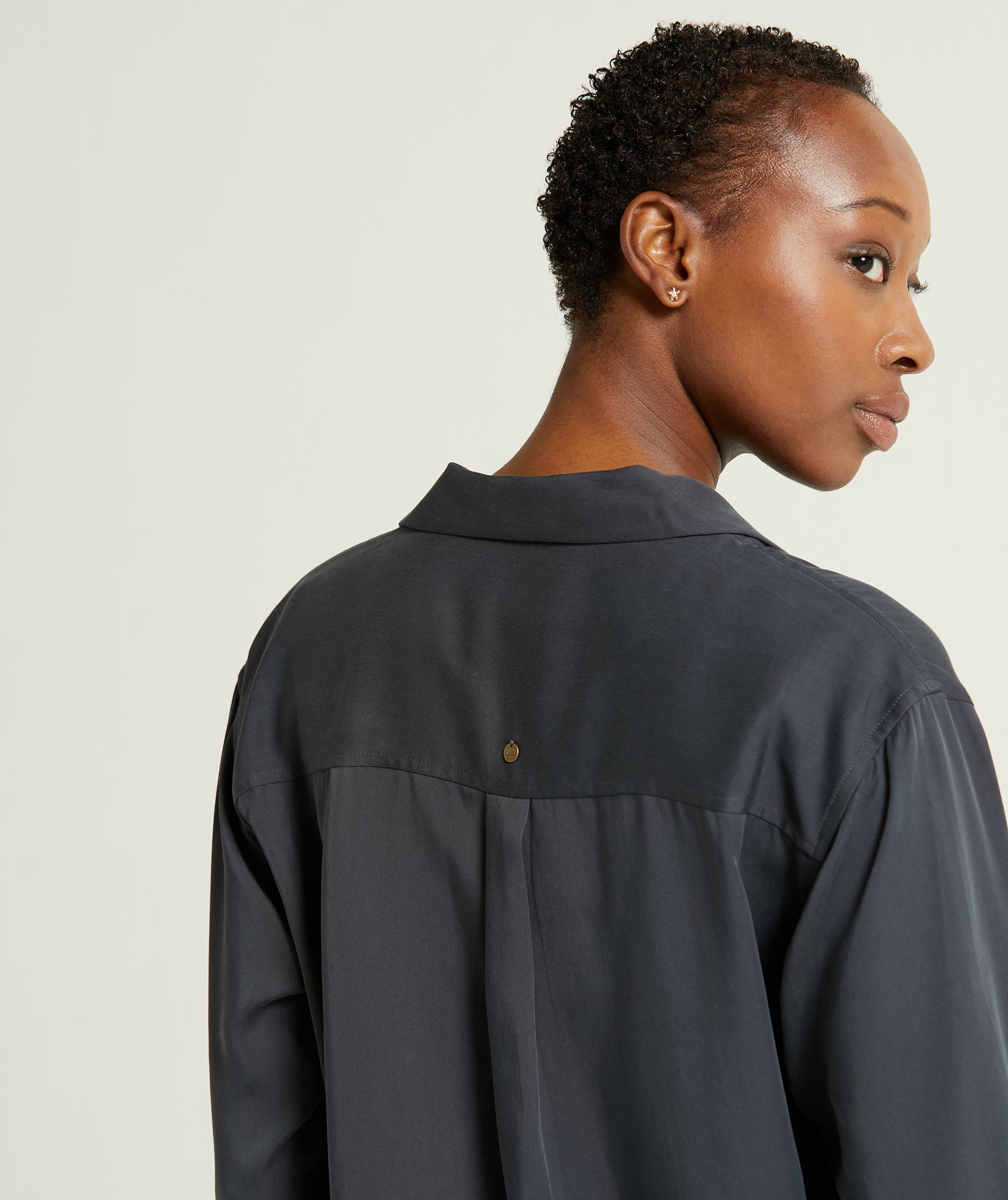 Ladies Long Sleeve Modal Shirt - Dark Navy