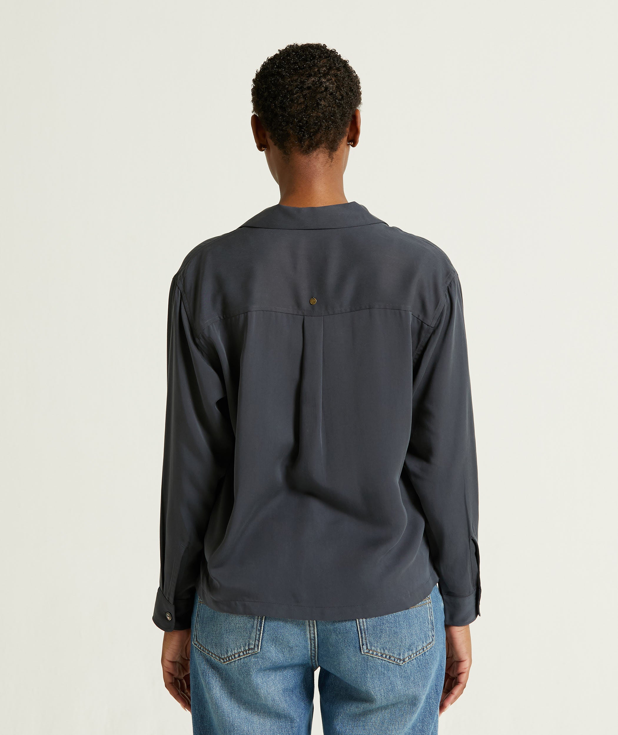 Ladies Long Sleeve Modal Shirt - Dark Navy